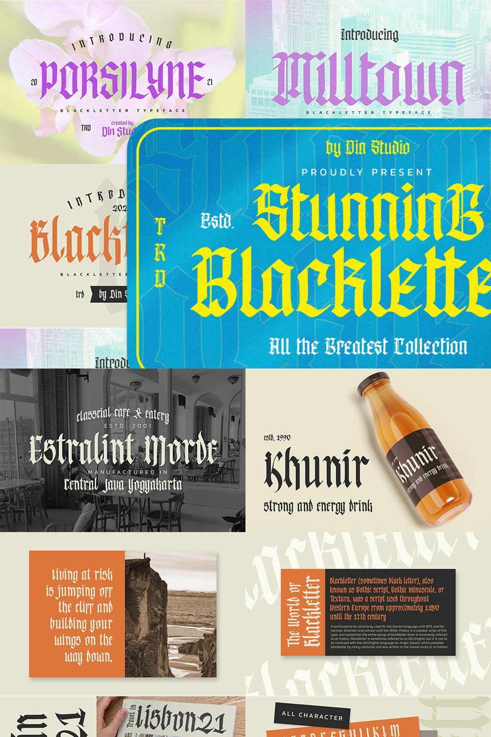 Stunning Blackletter Bundle Font pinterest preview image.