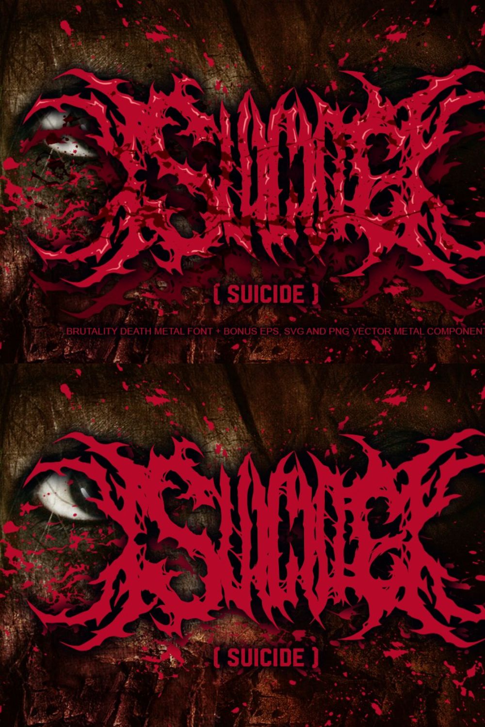 SUICIDE (brutal death metal font #2) pinterest preview image.