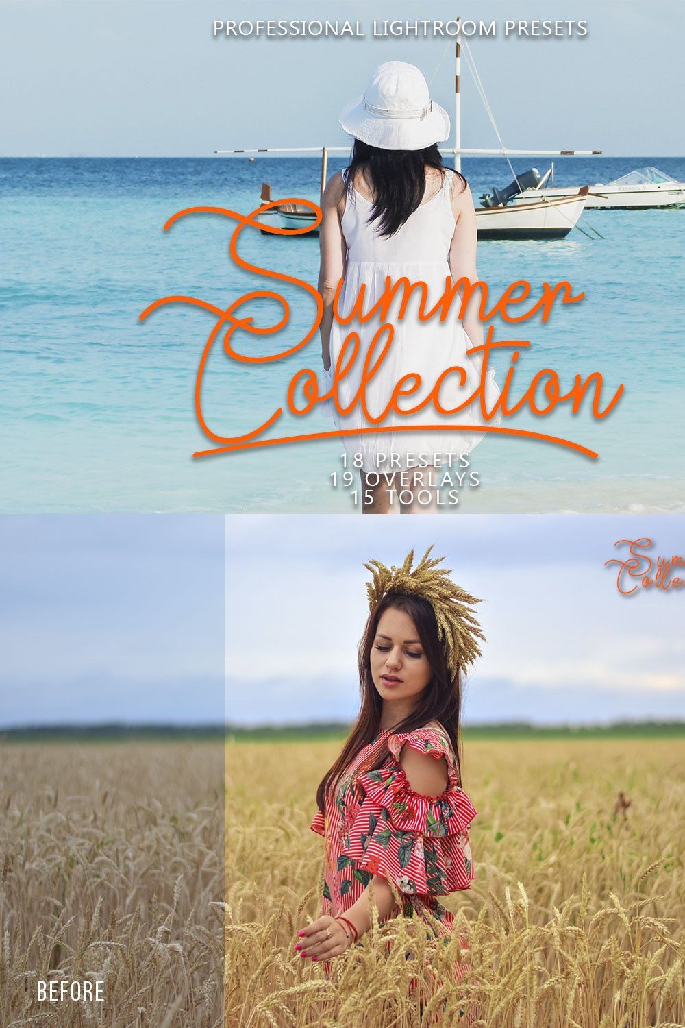 [SUMMER collection] Lightroom preset pinterest preview image.