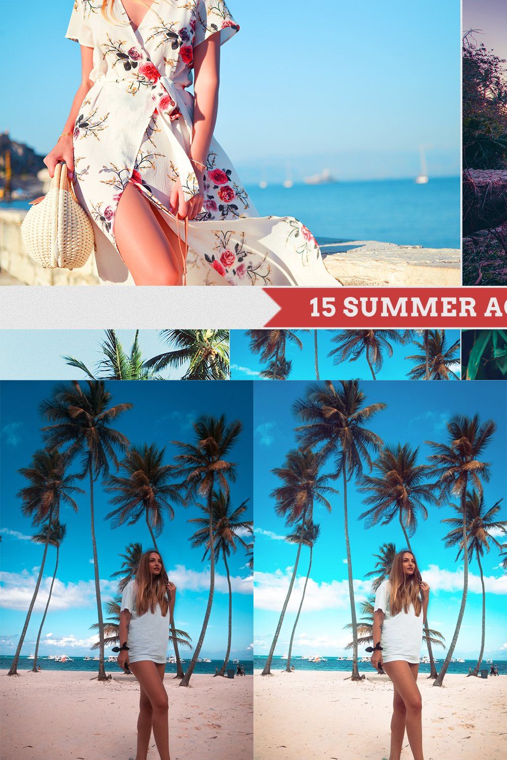 Summer Photoshop Actions pinterest preview image.