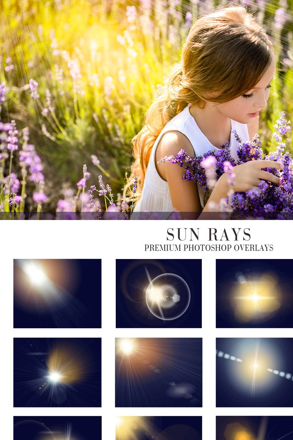 Sun Rays Overlays Photoshop pinterest preview image.