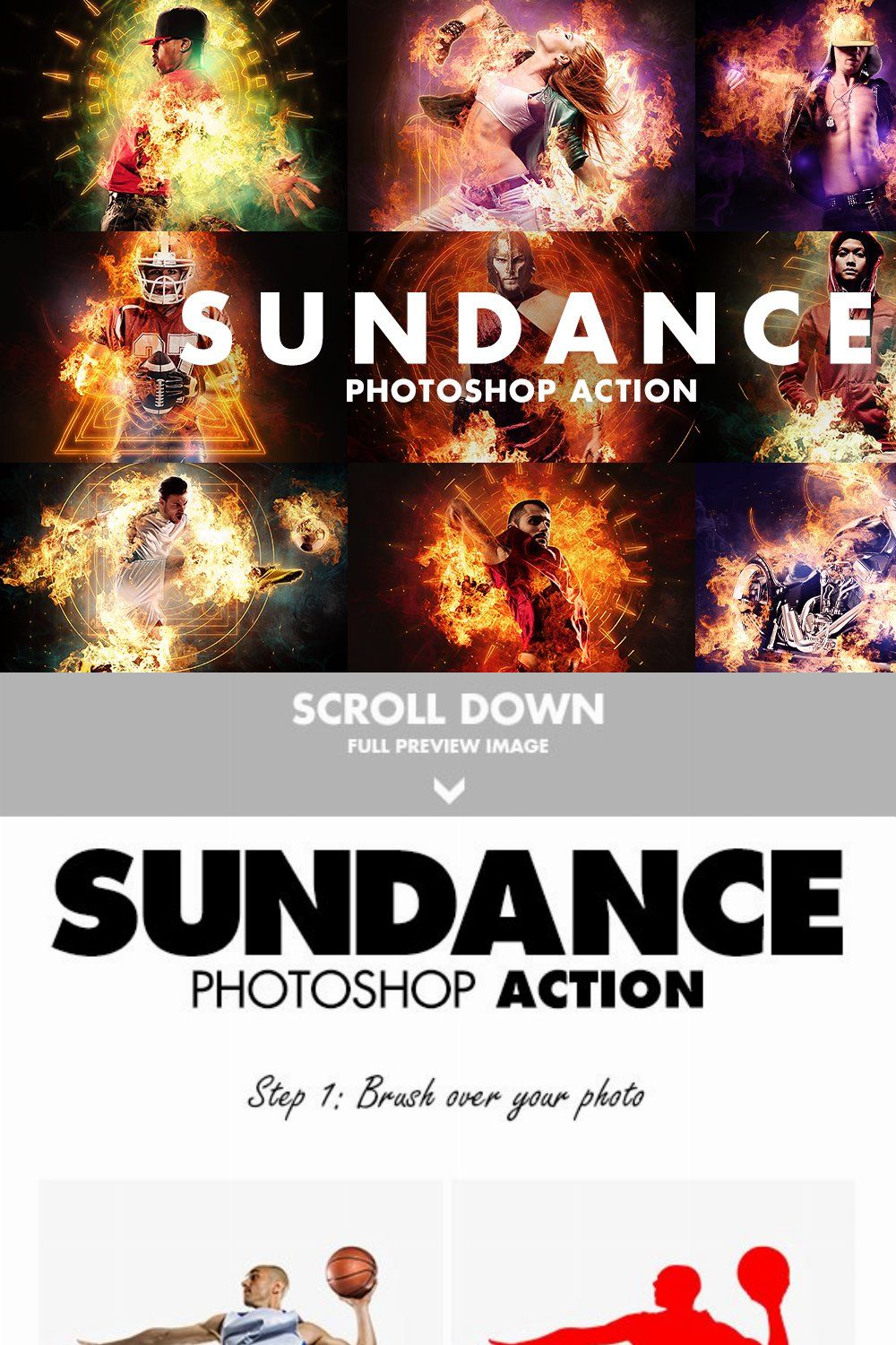Sundance Photoshop Action pinterest preview image.