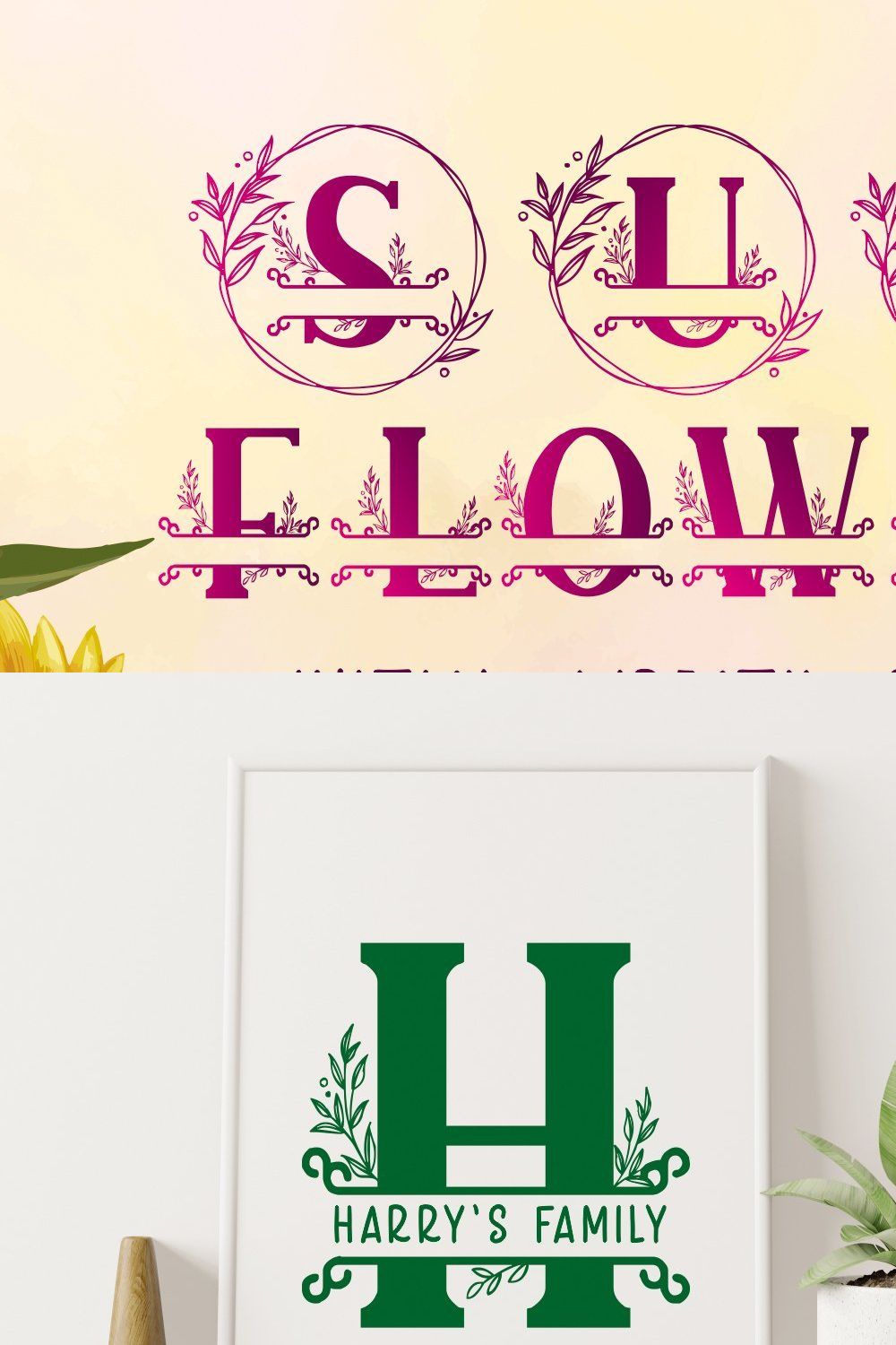 Sunflower Monogram pinterest preview image.