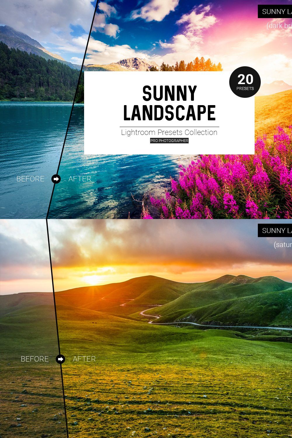 Sunny Landscape Lightroom Presets pinterest preview image.