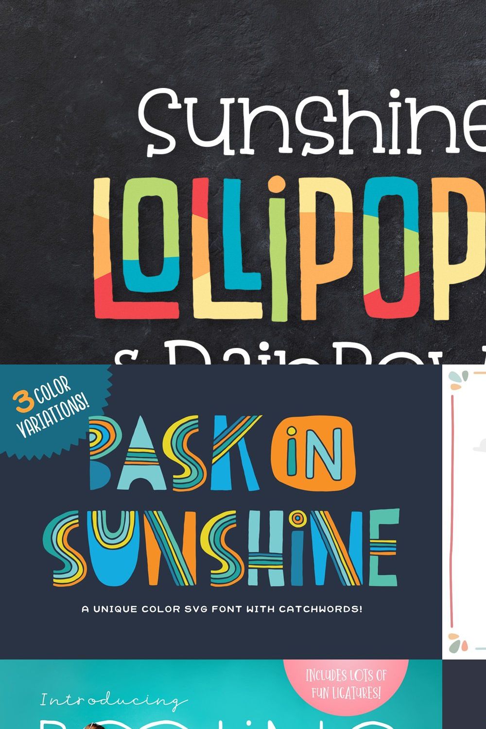 Sunshine & Lollipops Font Bundle pinterest preview image.