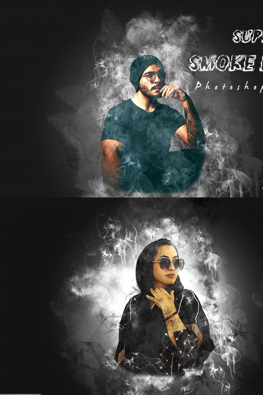 Super Smoke Effect Photoshop Action pinterest preview image.