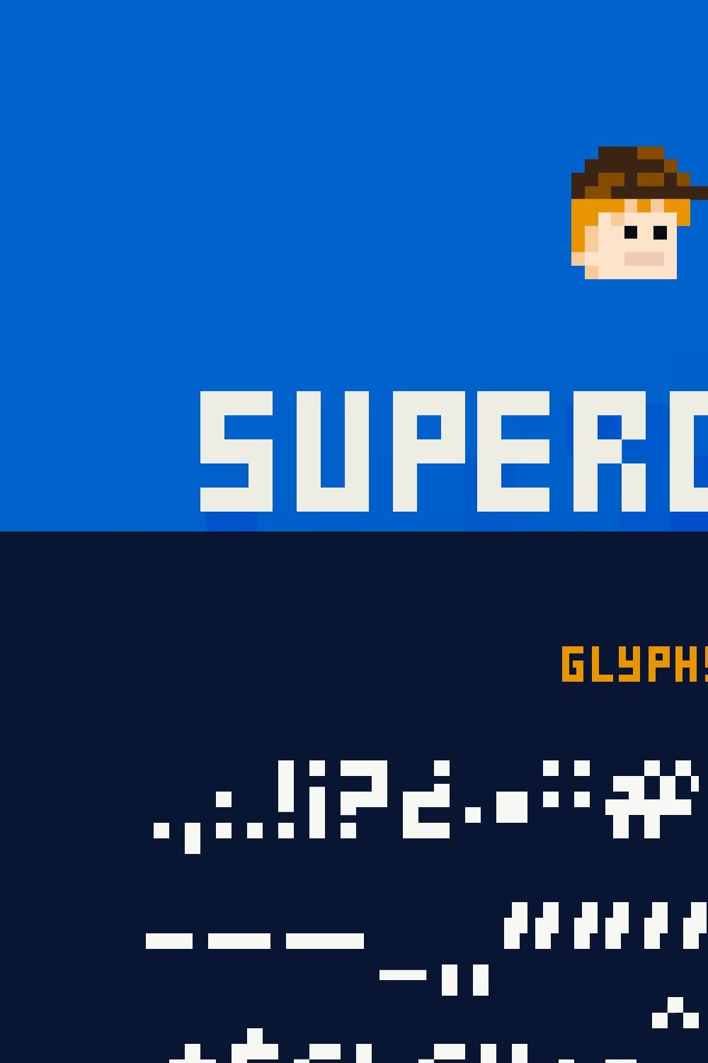 SuperDario Pixel Font pinterest preview image.