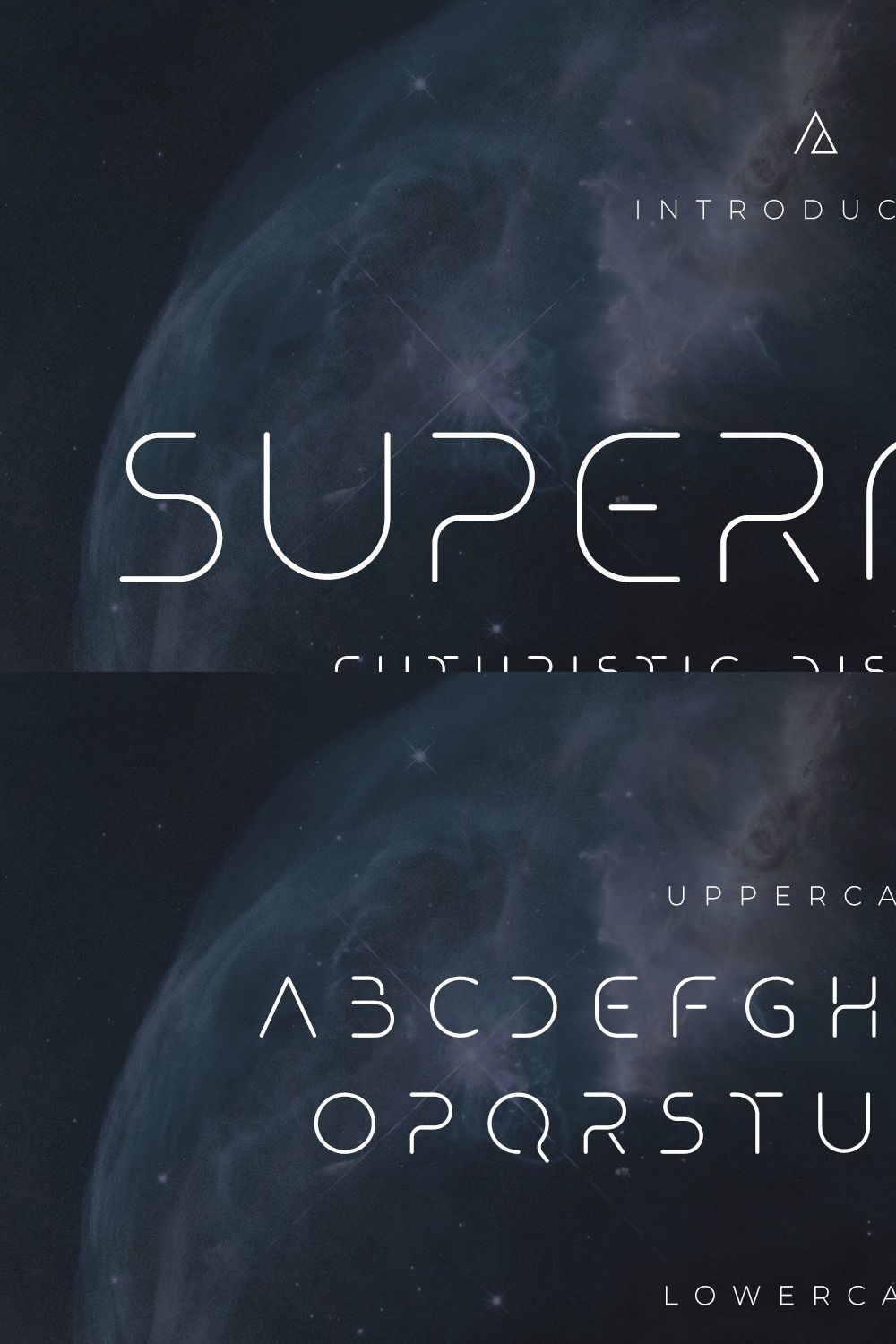 Supernova - Futuristic Display Font pinterest preview image.