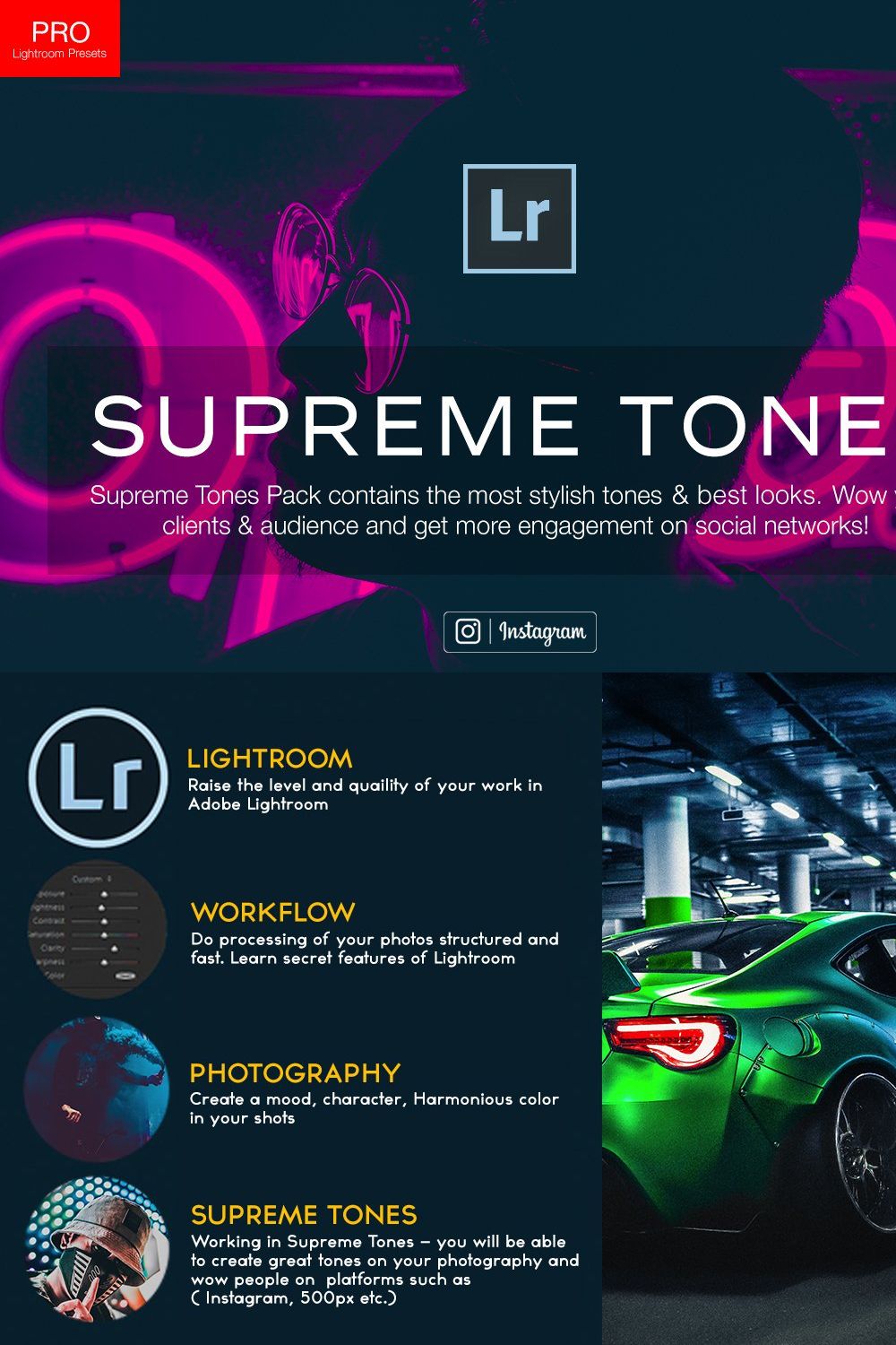 Supreme Lightroom Presets pinterest preview image.