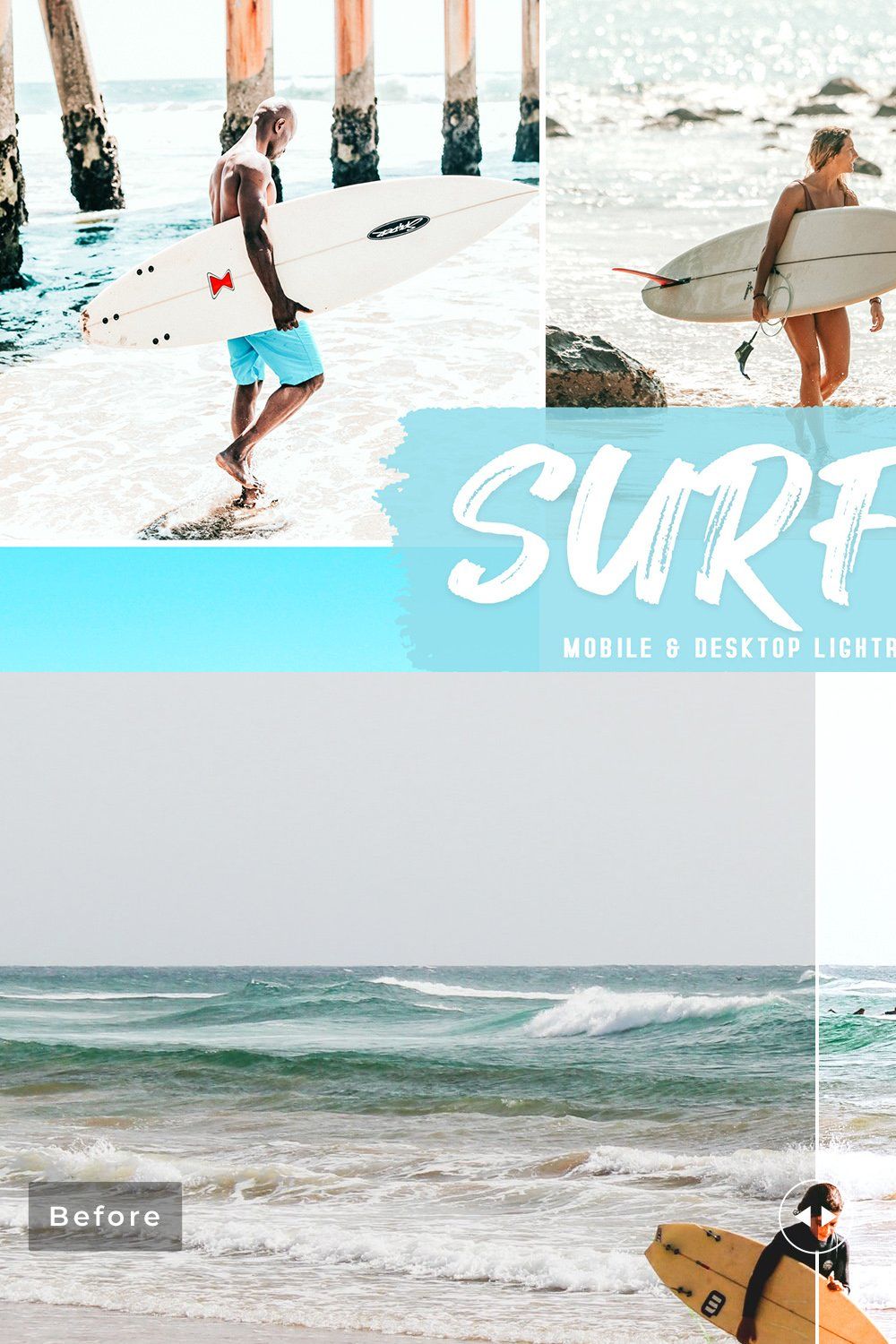 Surfer Pro Lightroom Presets pinterest preview image.