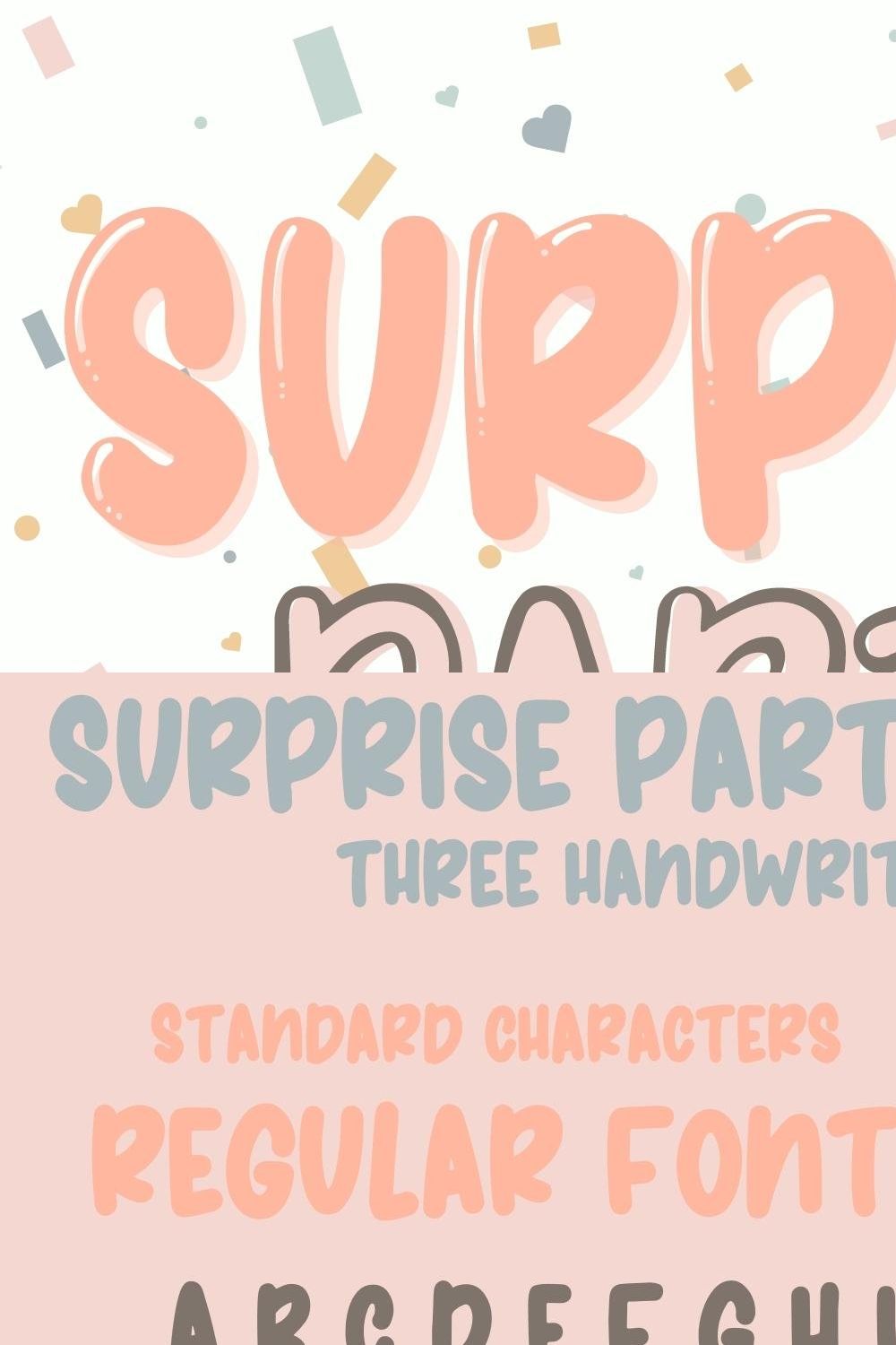 Surprise Party, Fun Party Font pinterest preview image.