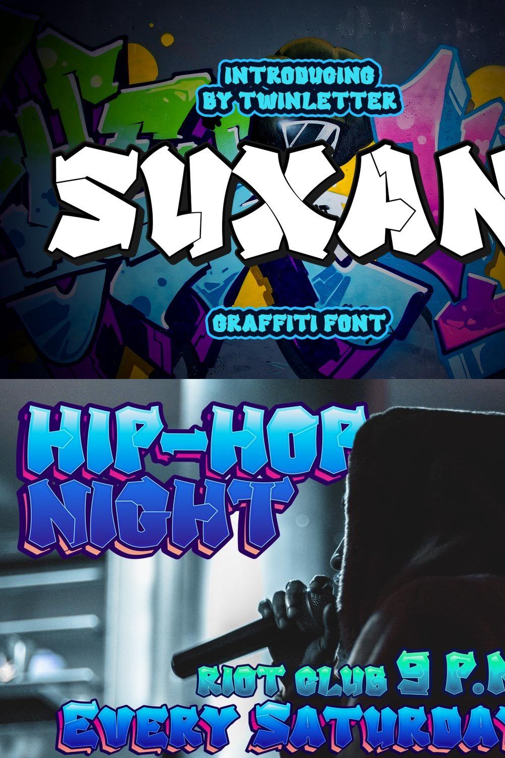 SUXAN - Display Graffiti Style Font pinterest preview image.