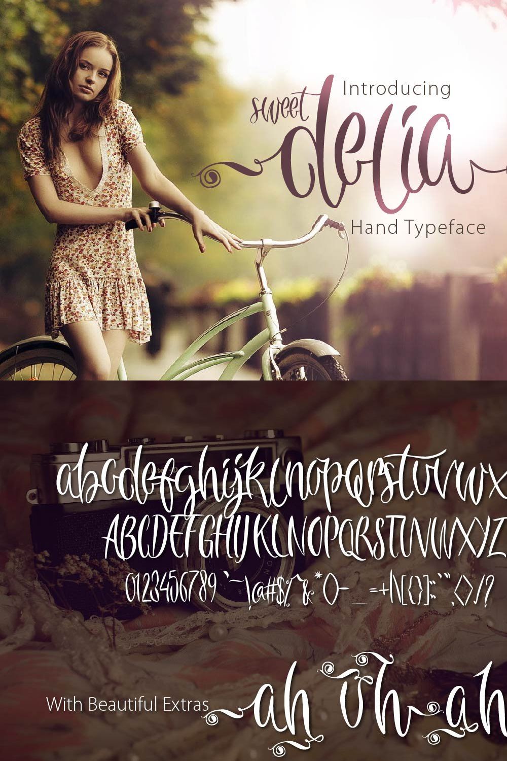 Sweet Delia Hand Typeface pinterest preview image.