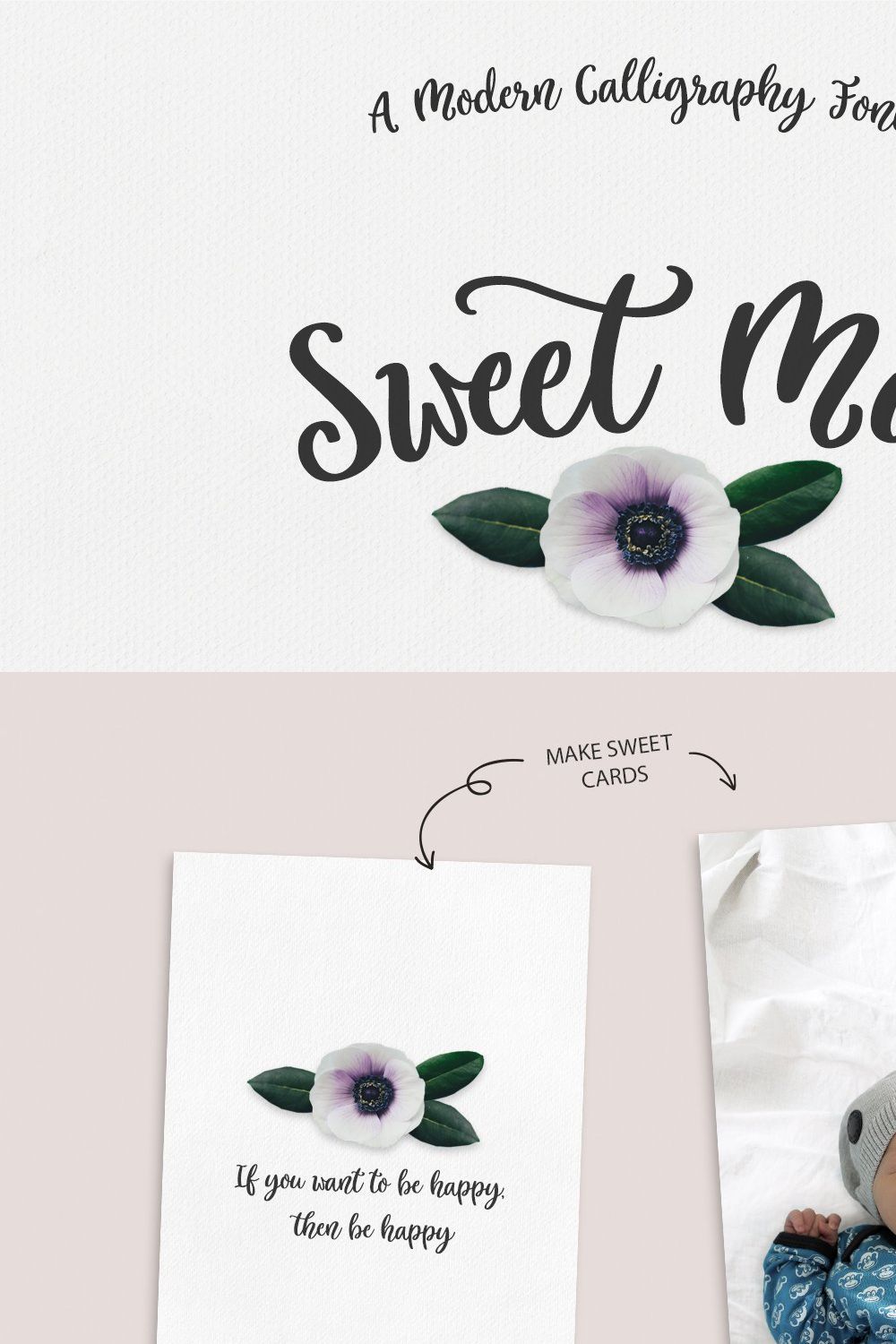 Sweet Mia modern calligraphy font pinterest preview image.