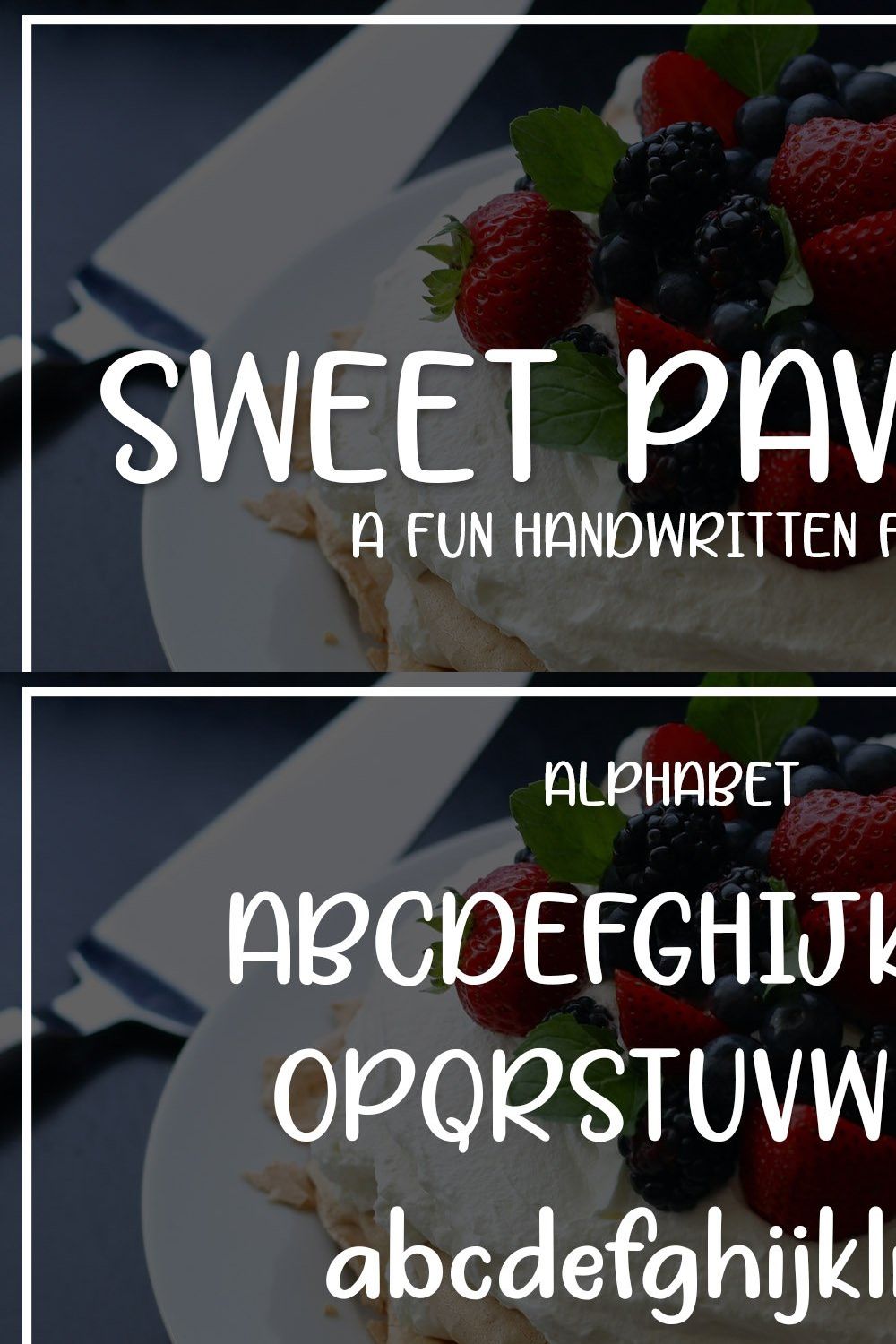 Sweet Pavlova pinterest preview image.