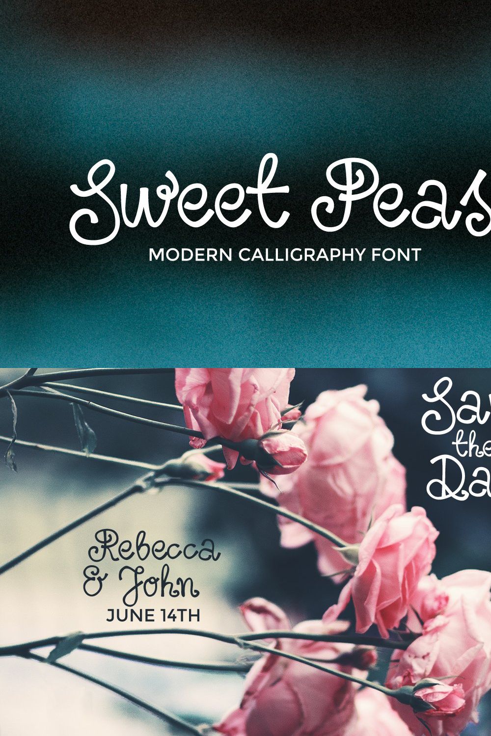 Sweet Peas Font pinterest preview image.