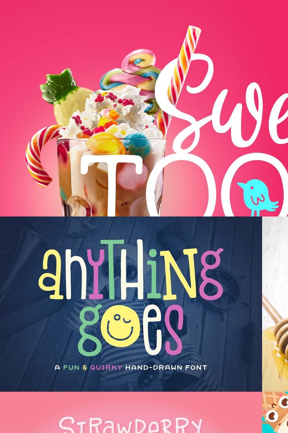 Sweet Tooth Font Bundle pinterest preview image.