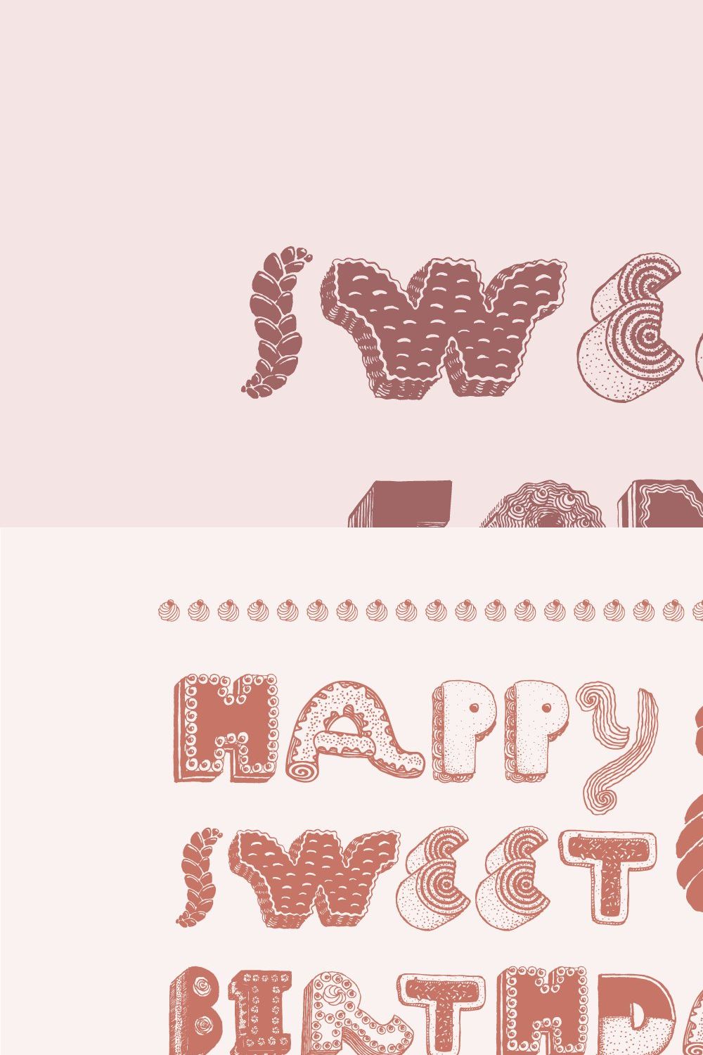 Sweets font pinterest preview image.