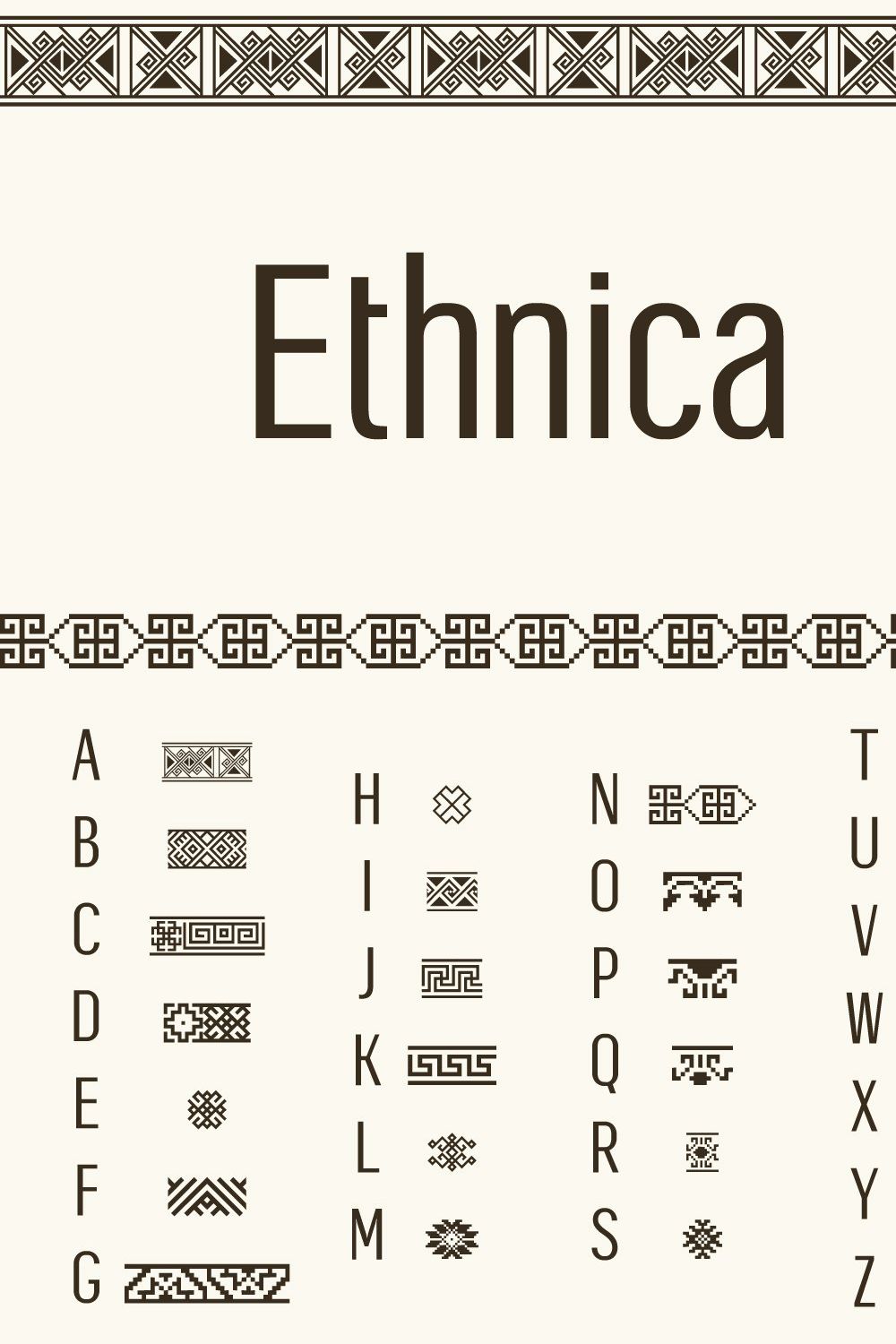 Symbol font Ethnica pinterest preview image.