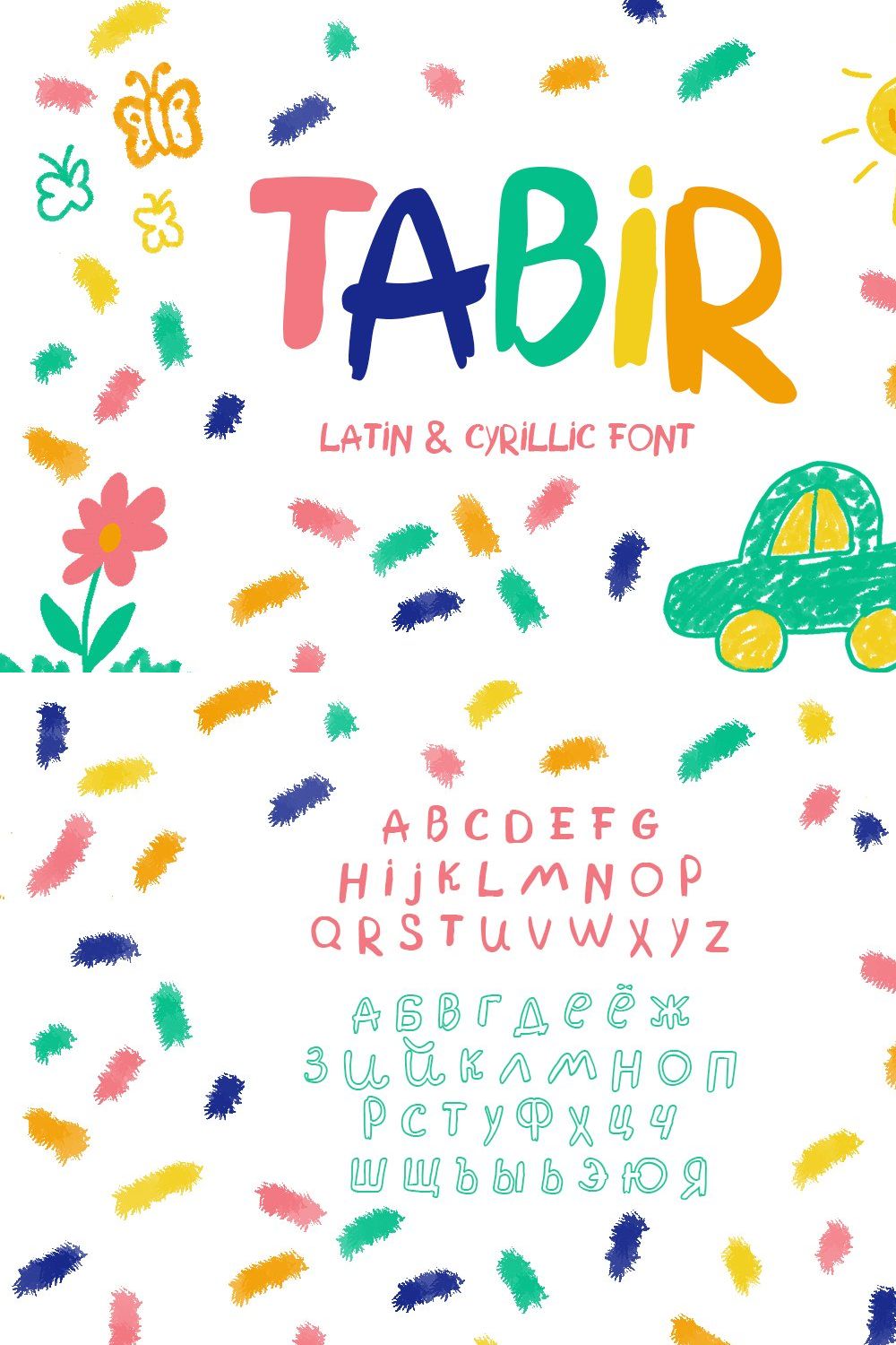 TABIR - kids style font pinterest preview image.