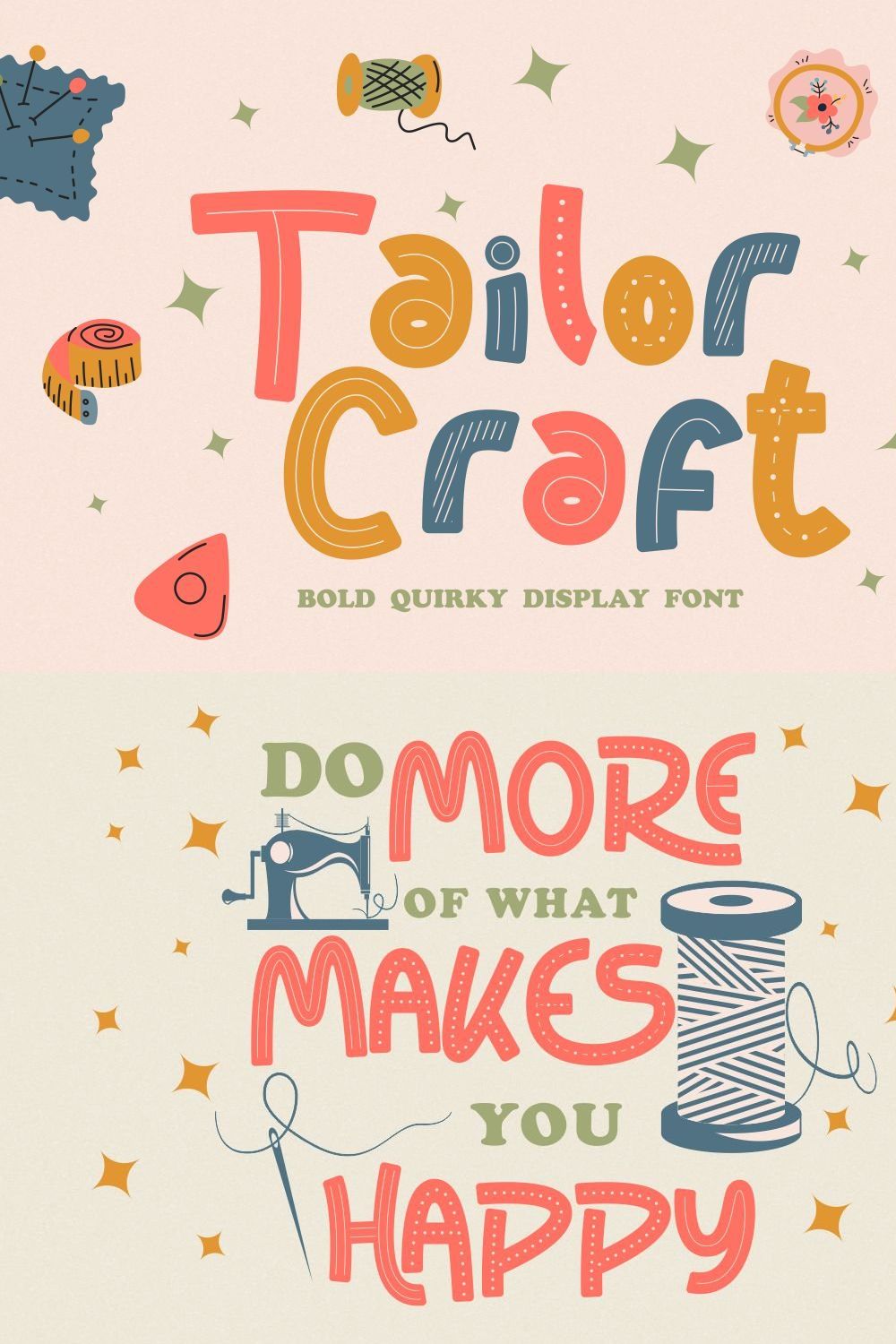 Tailor Craft - Bold Quirky Display pinterest preview image.