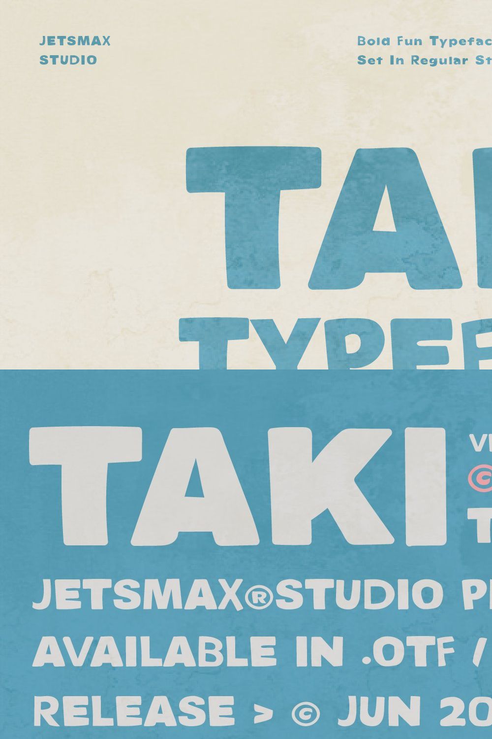 TAKI Typeface pinterest preview image.