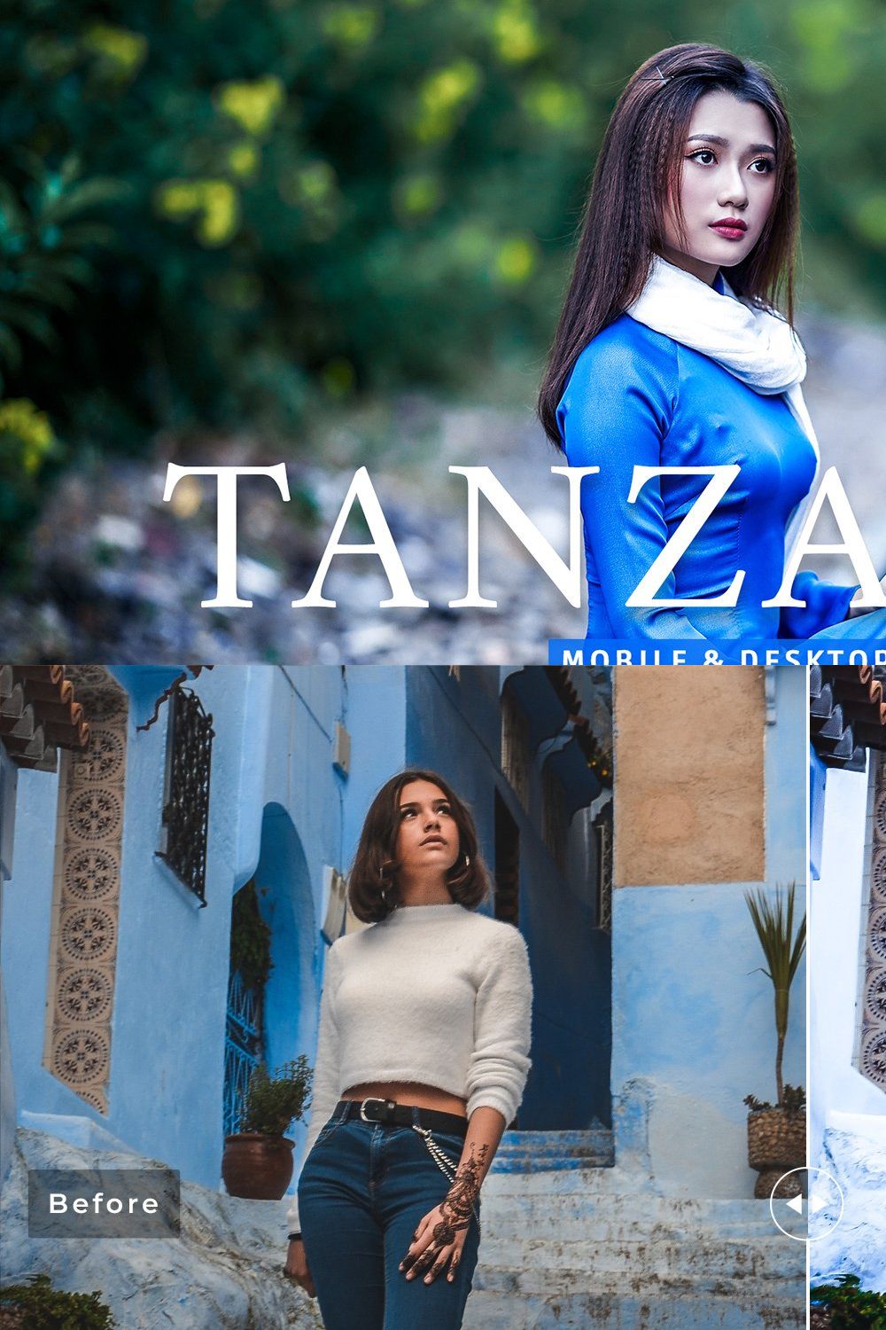 Tanzanite Pro Lightroom Presets pinterest preview image.