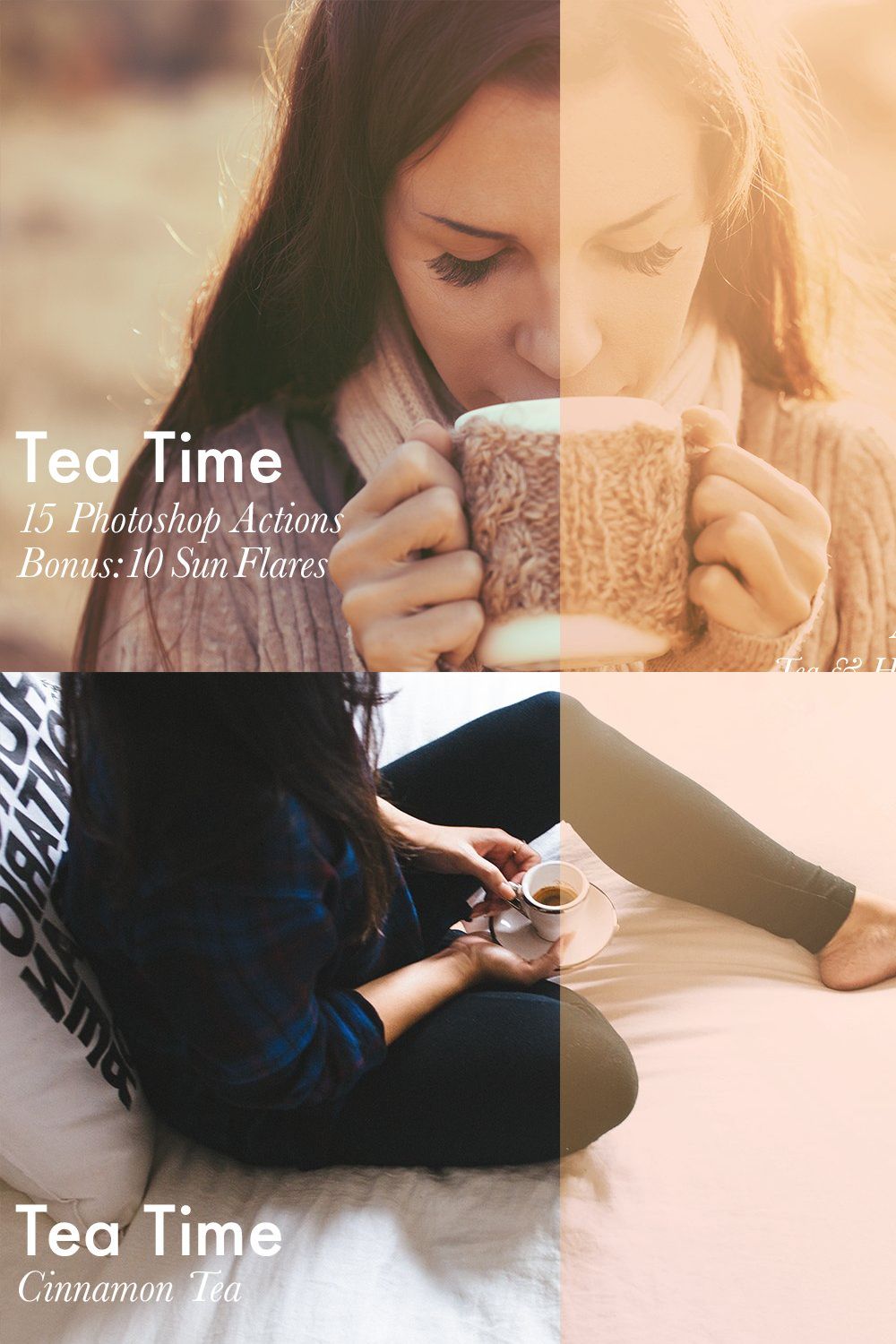 Tea Time-15 Photoshop Actions+Bonus pinterest preview image.