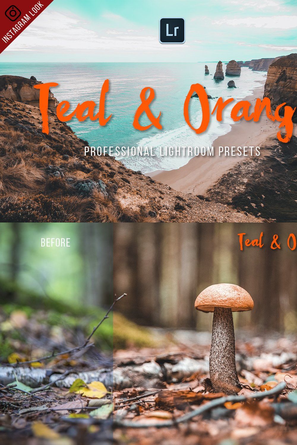 TEAL & ORANGE Lightroom presets pinterest preview image.