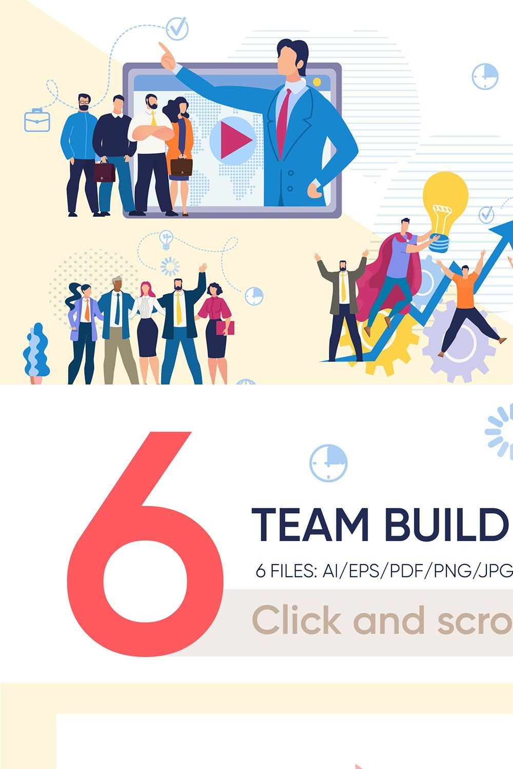 Team Building Vector Scene pinterest preview image.