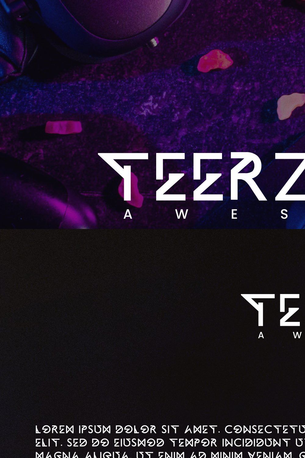 Teerzane - Futuristic Display Font pinterest preview image.