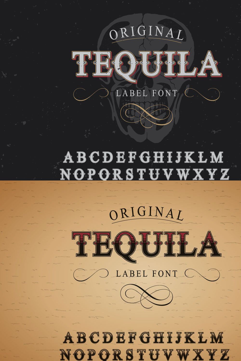 Tequila label font pinterest preview image.