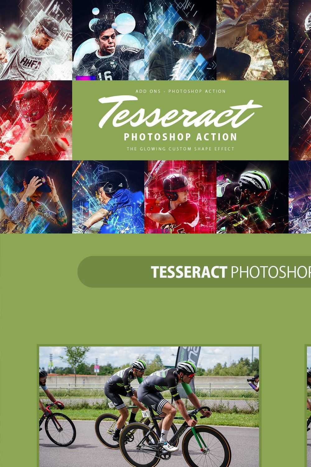 Tesseract Photoshop Action pinterest preview image.