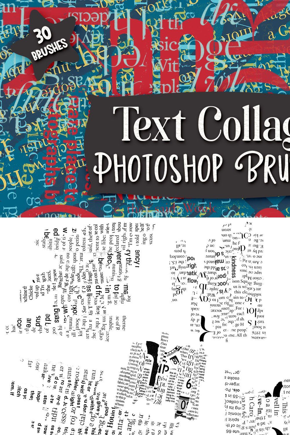 Text Collage Photoshop Brushes pinterest preview image.