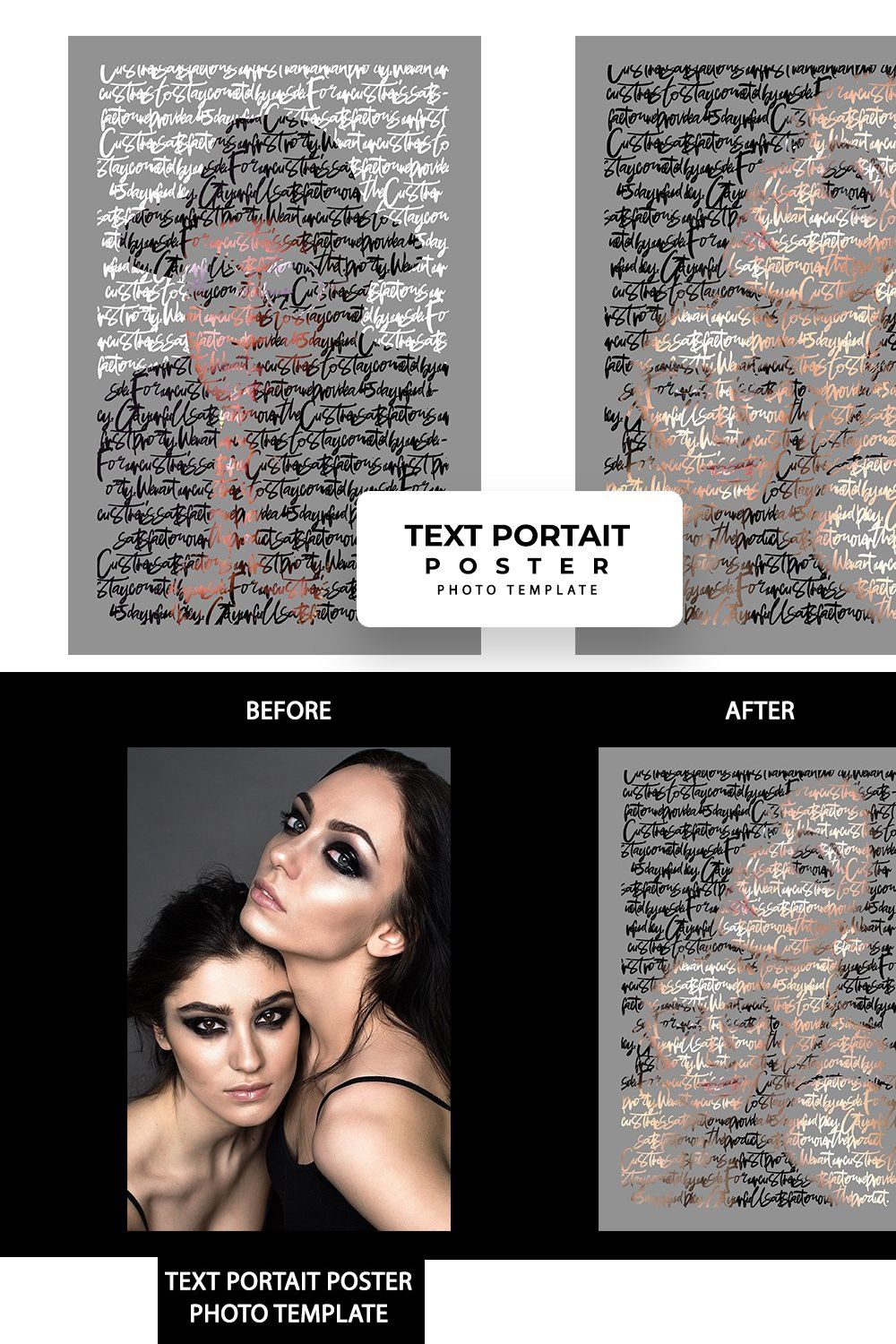 Text Portait Poster  Photo Template pinterest preview image.