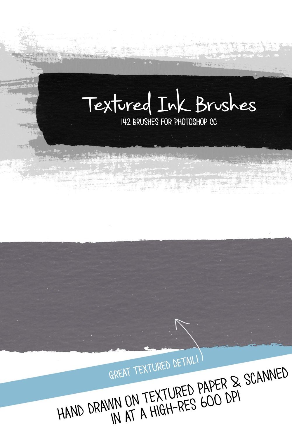 Textured Ink Brushes pinterest preview image.