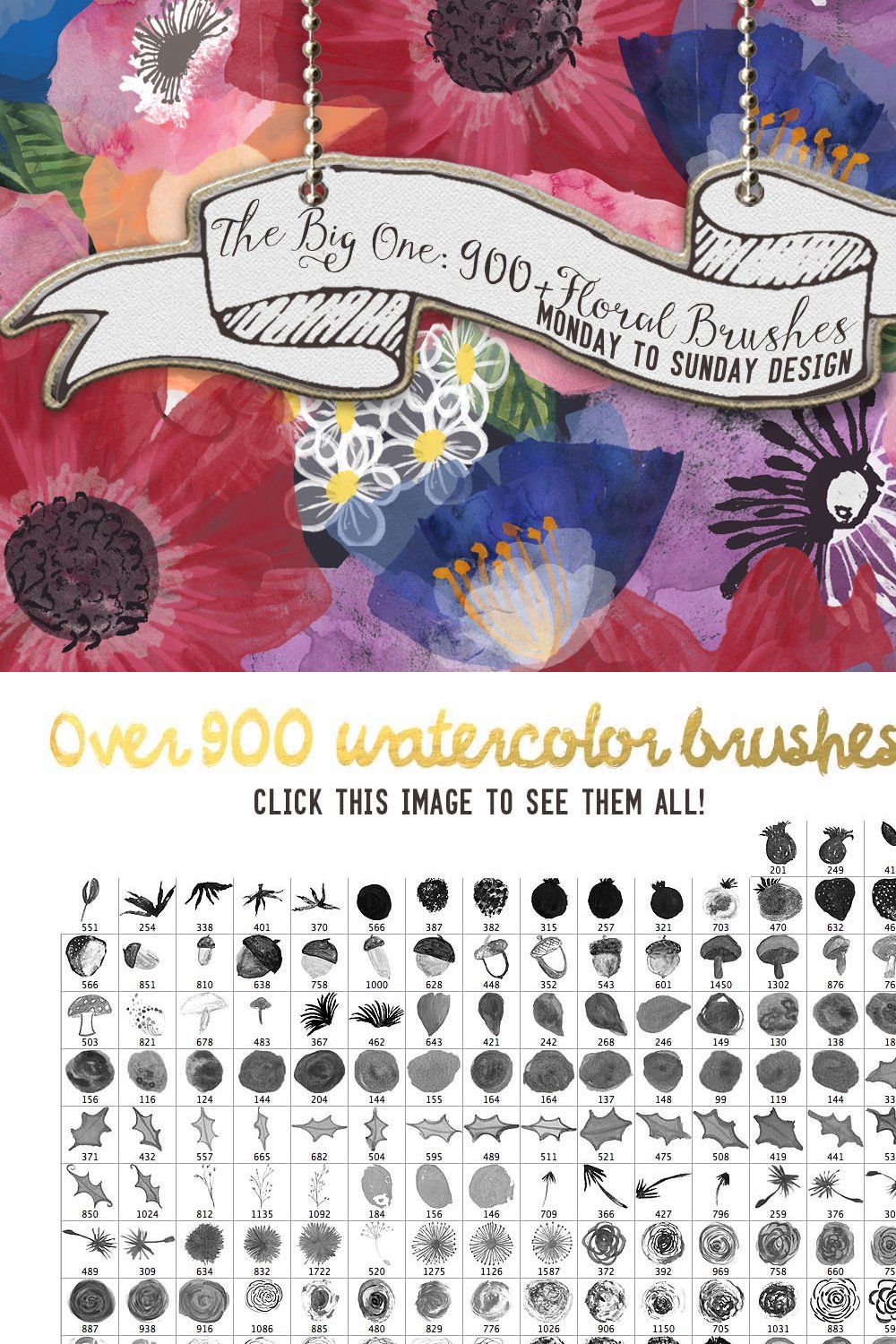 The Big One: 900+ Brushes pinterest preview image.