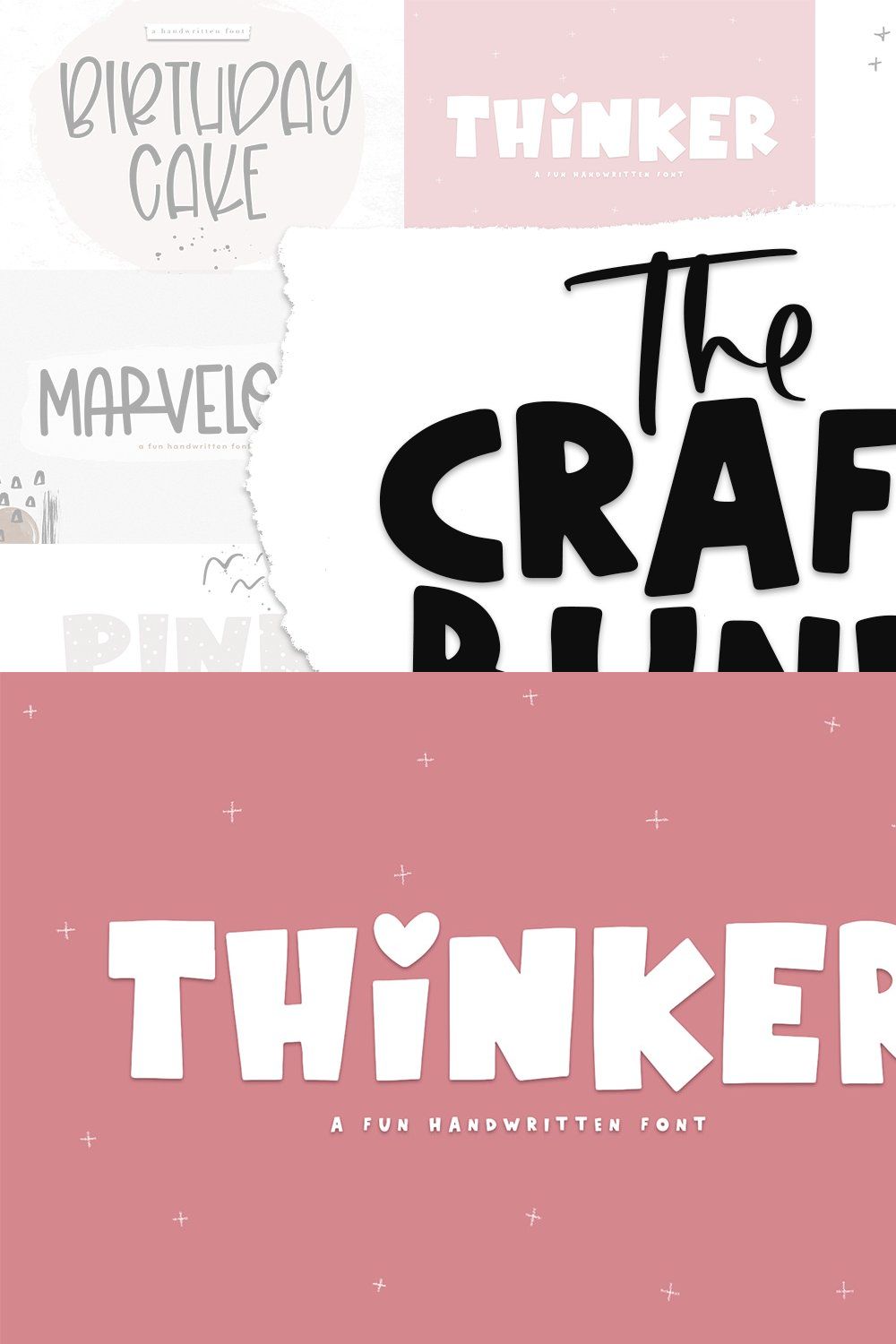 The Crafty Bundle - 14 Fonts pinterest preview image.