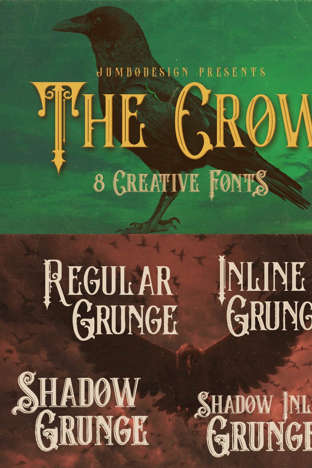 The Crow - Vintage Style Font pinterest preview image.