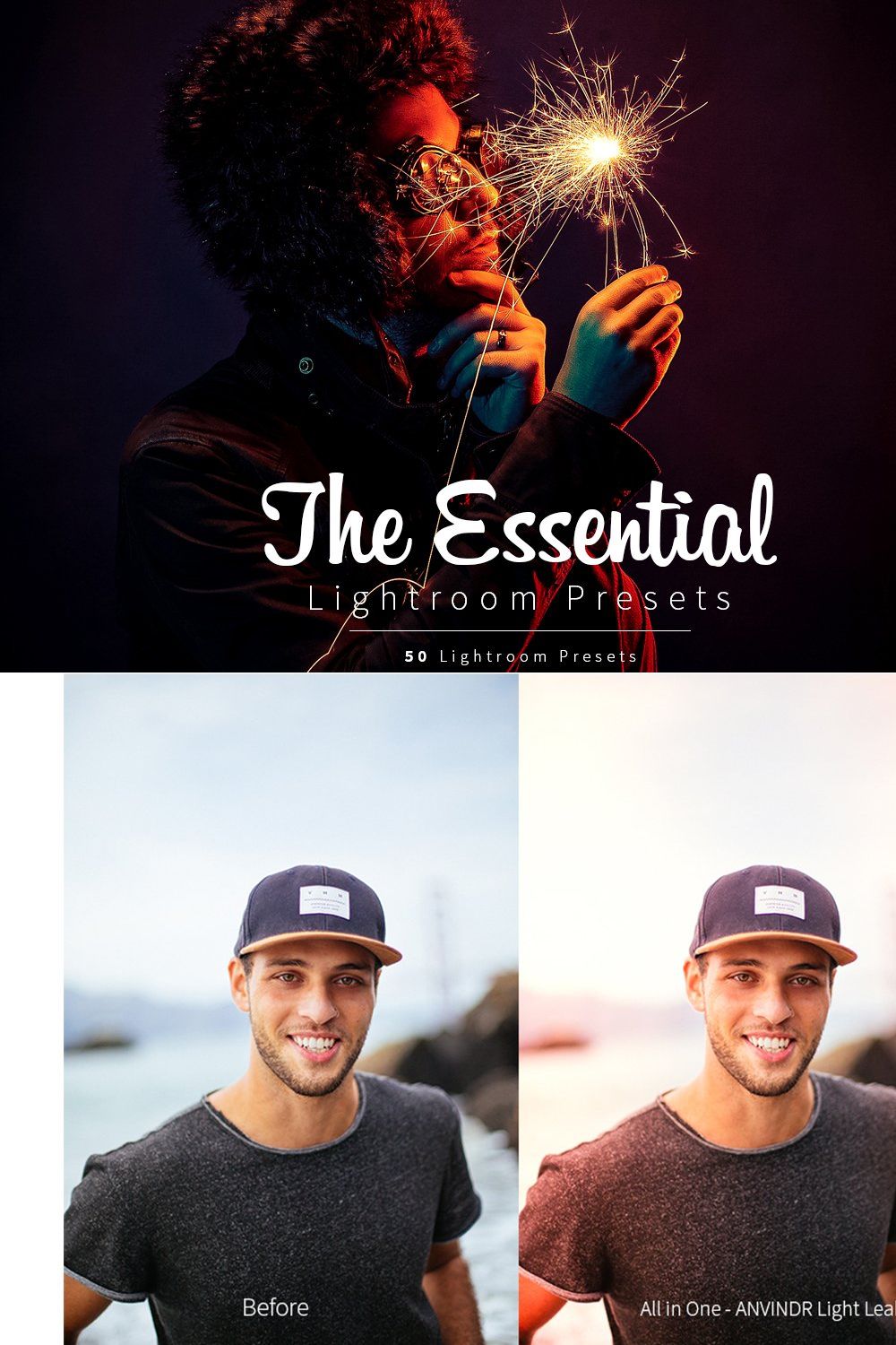 The Essential Lightroom Presets Pack pinterest preview image.