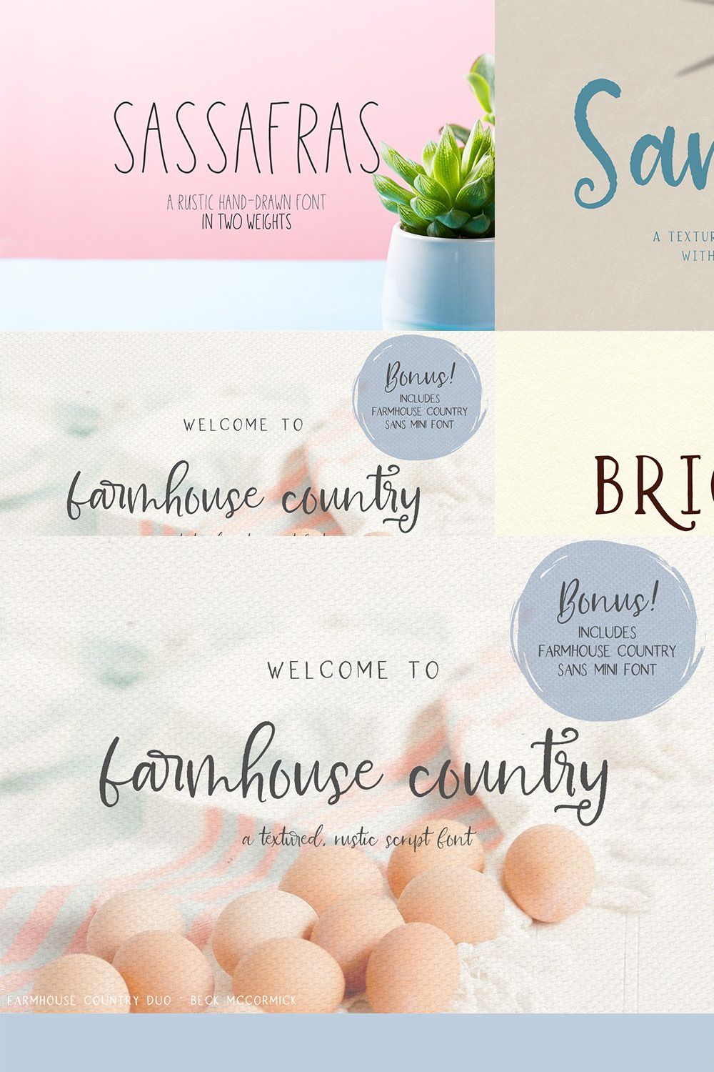 The Farmhouse Font Bundle pinterest preview image.