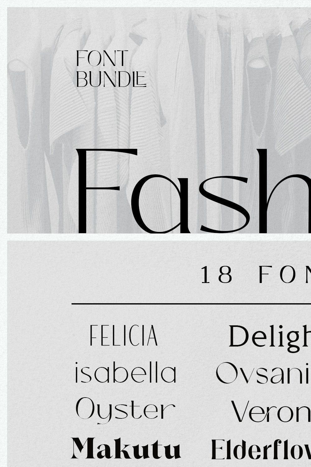 The Fashion Font Bundle (18 Fonts) pinterest preview image.