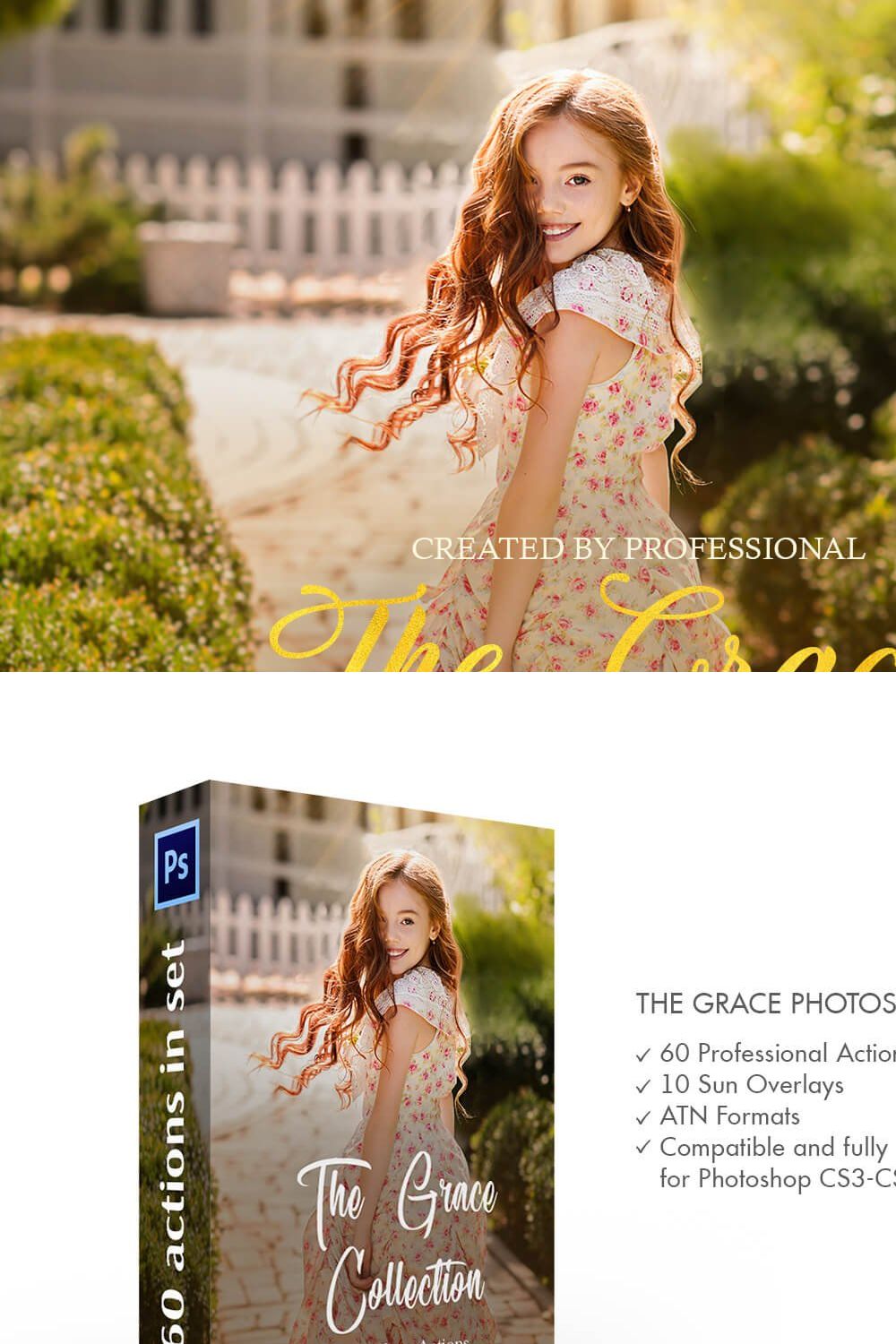 The Grace Photoshop Actions pinterest preview image.