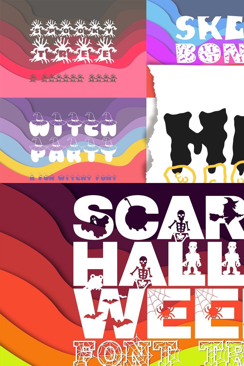 The Halloween Font Bundle pinterest preview image.