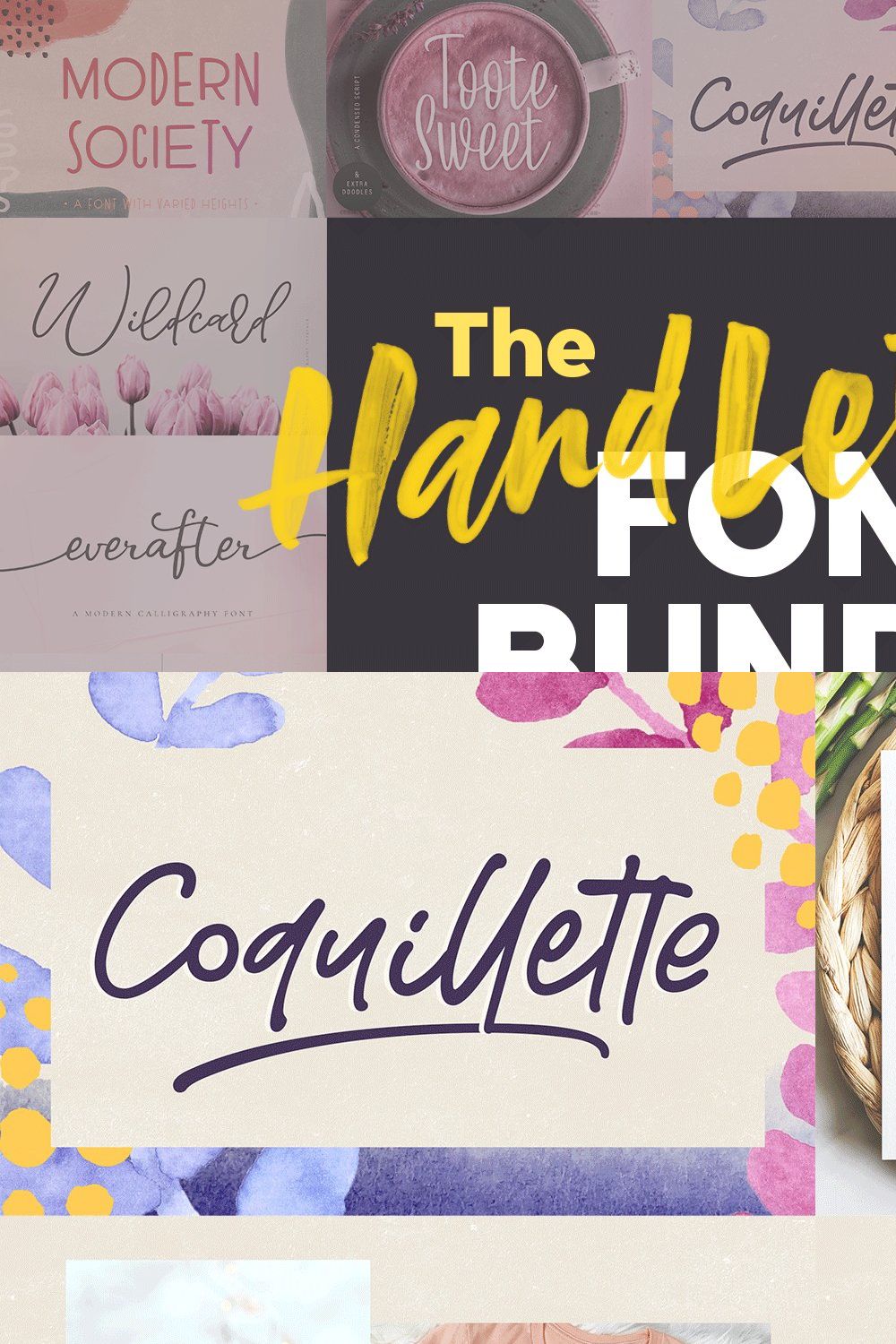 The Hand Lettered Font Bundle pinterest preview image.