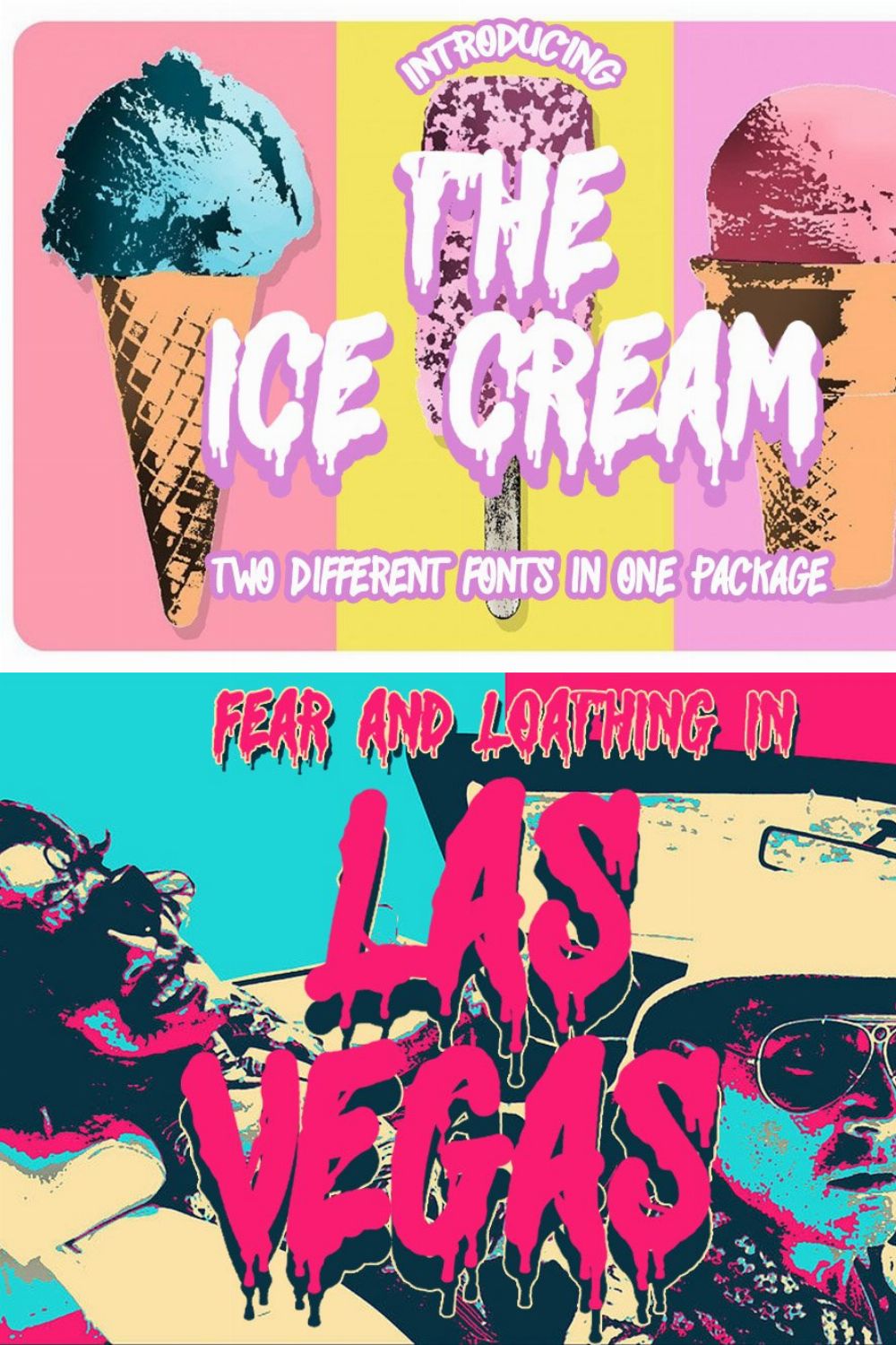 THE ICE CREAM (2 FONTS IN 1 PACKAGE) pinterest preview image.