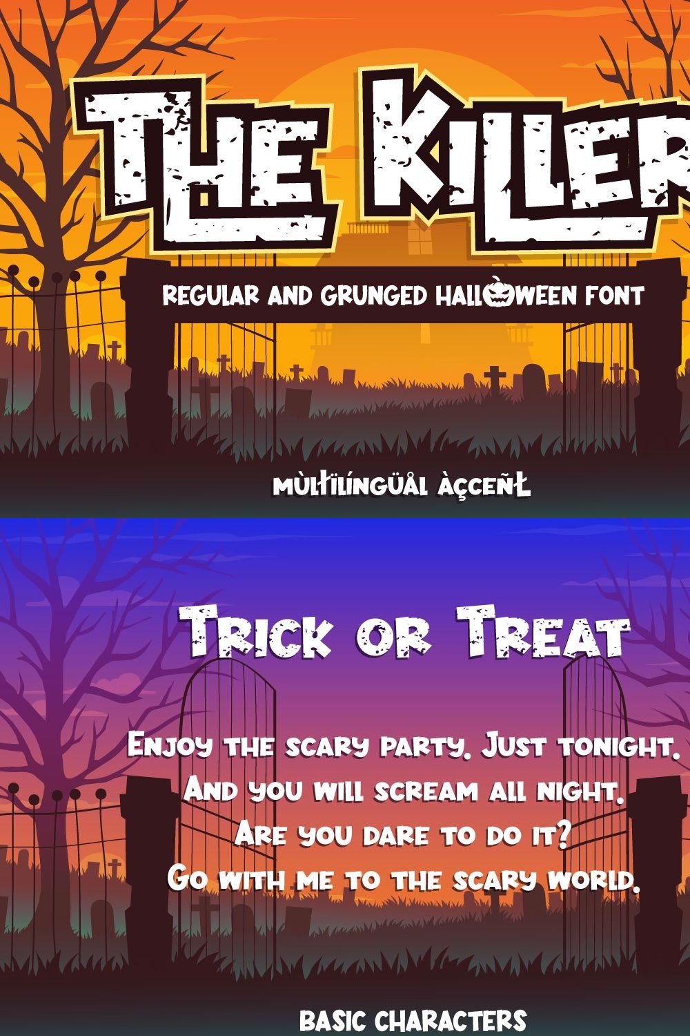 The Killer Halloween Family Font pinterest preview image.