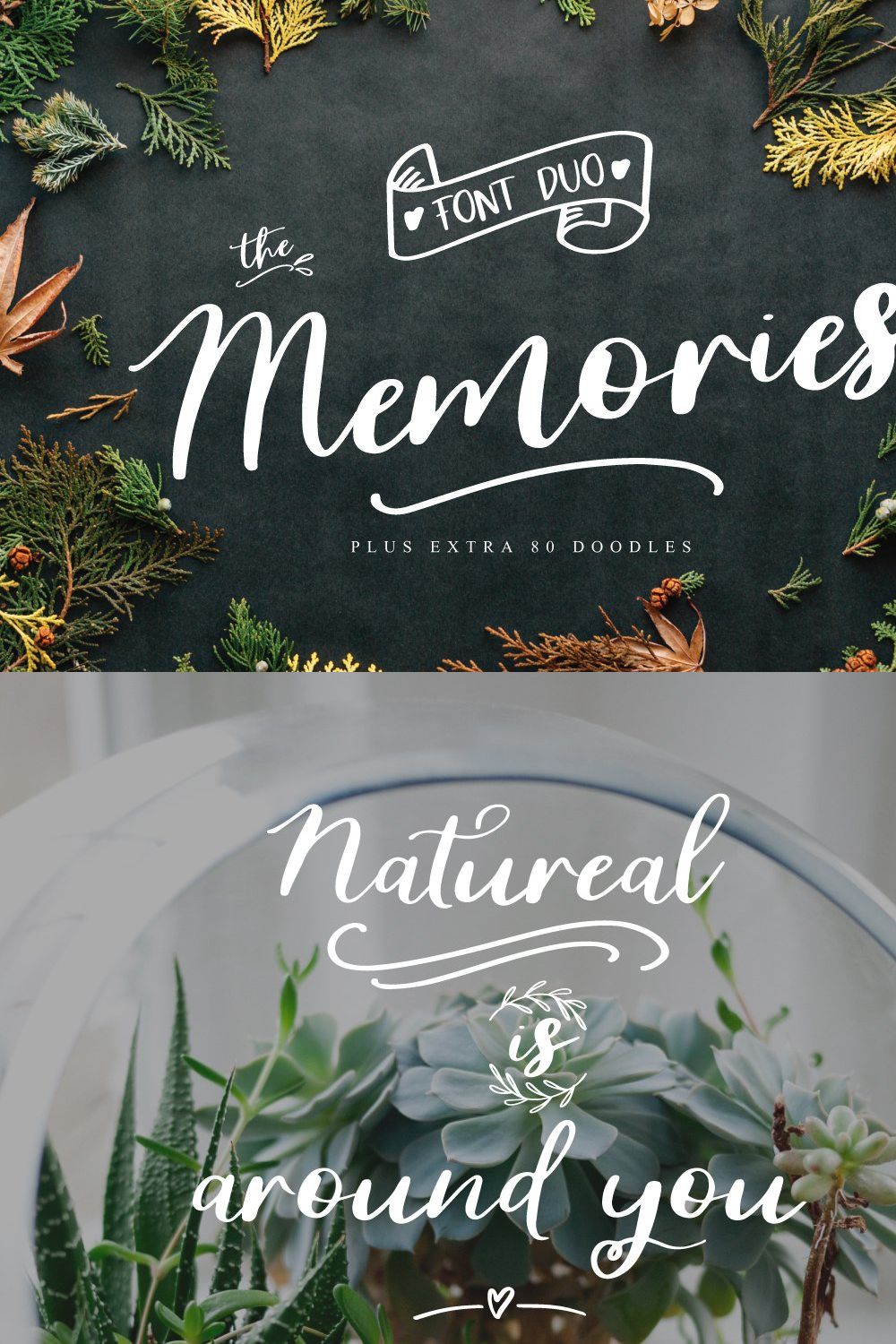 The Memorie Font DUO & Doodle pinterest preview image.