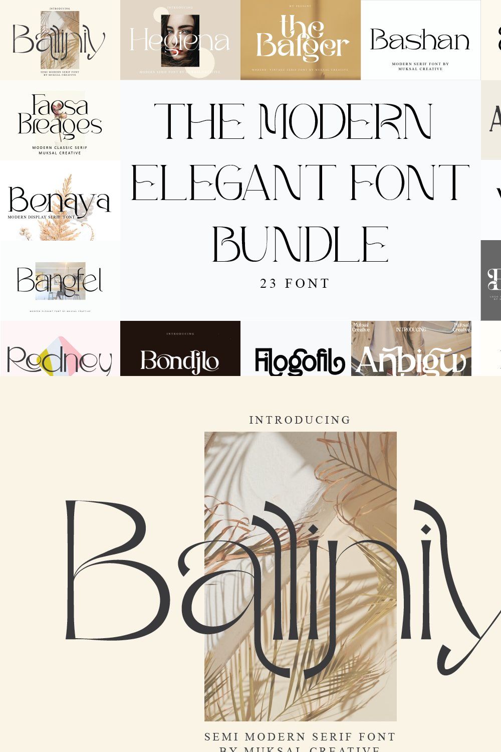 The Modern Elegant Font Bundle pinterest preview image.