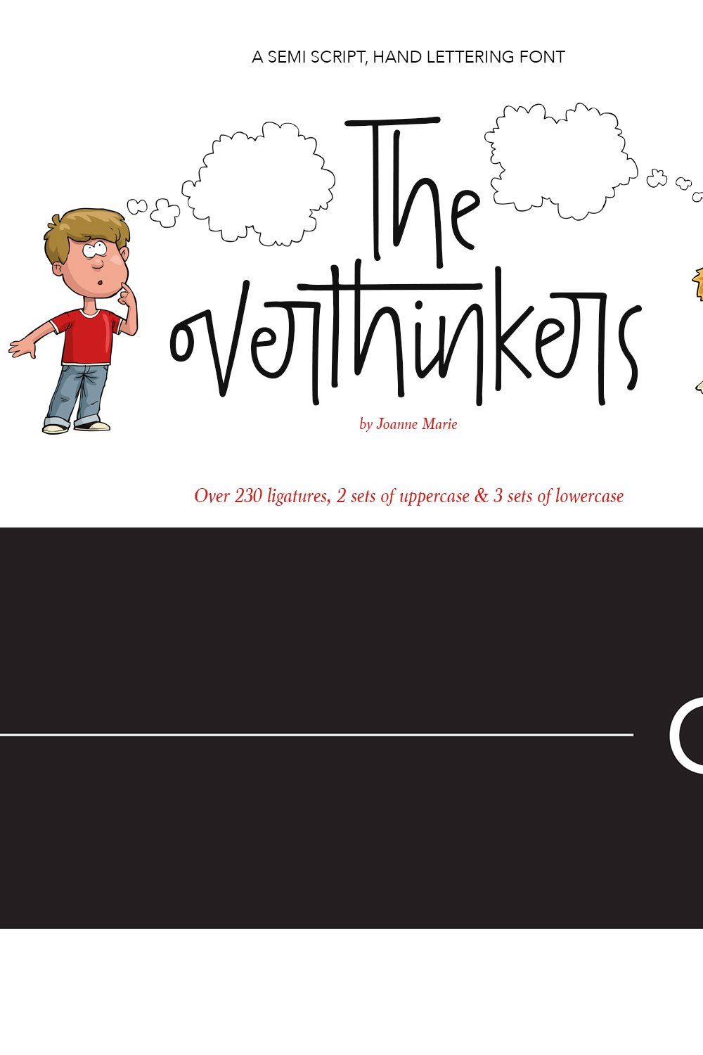 The overthinkers hand lettering font pinterest preview image.